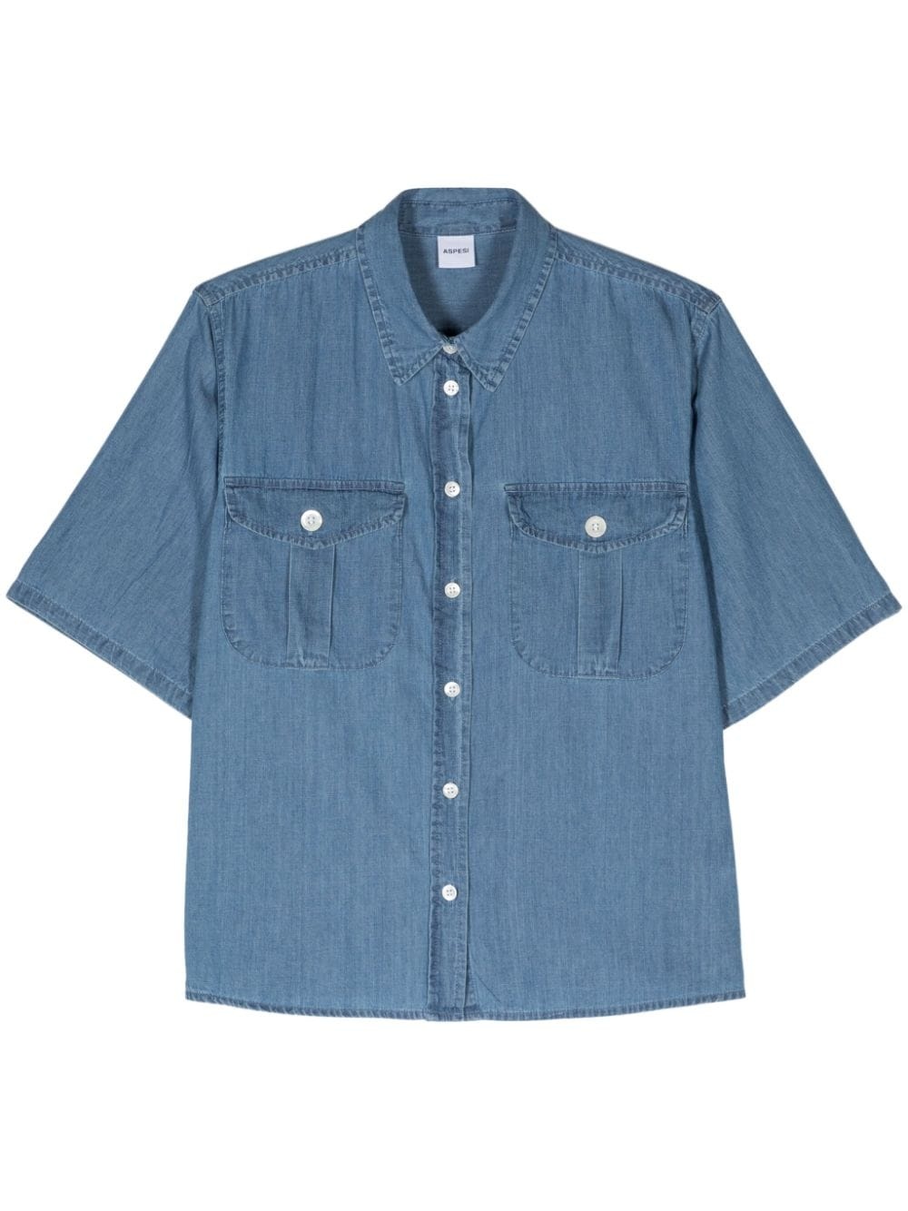 spread-collar chambray shirt - 1