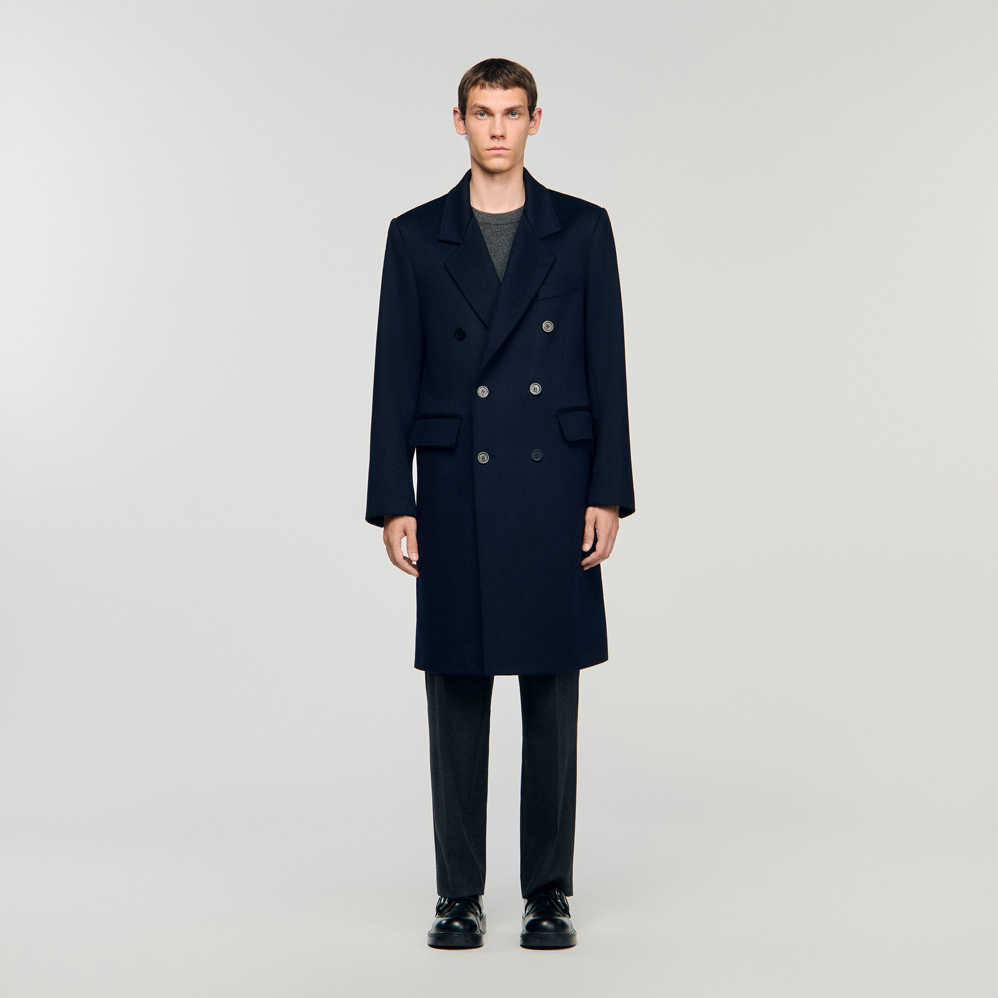 DOUBLE-BREASTED WOOL COAT - 2