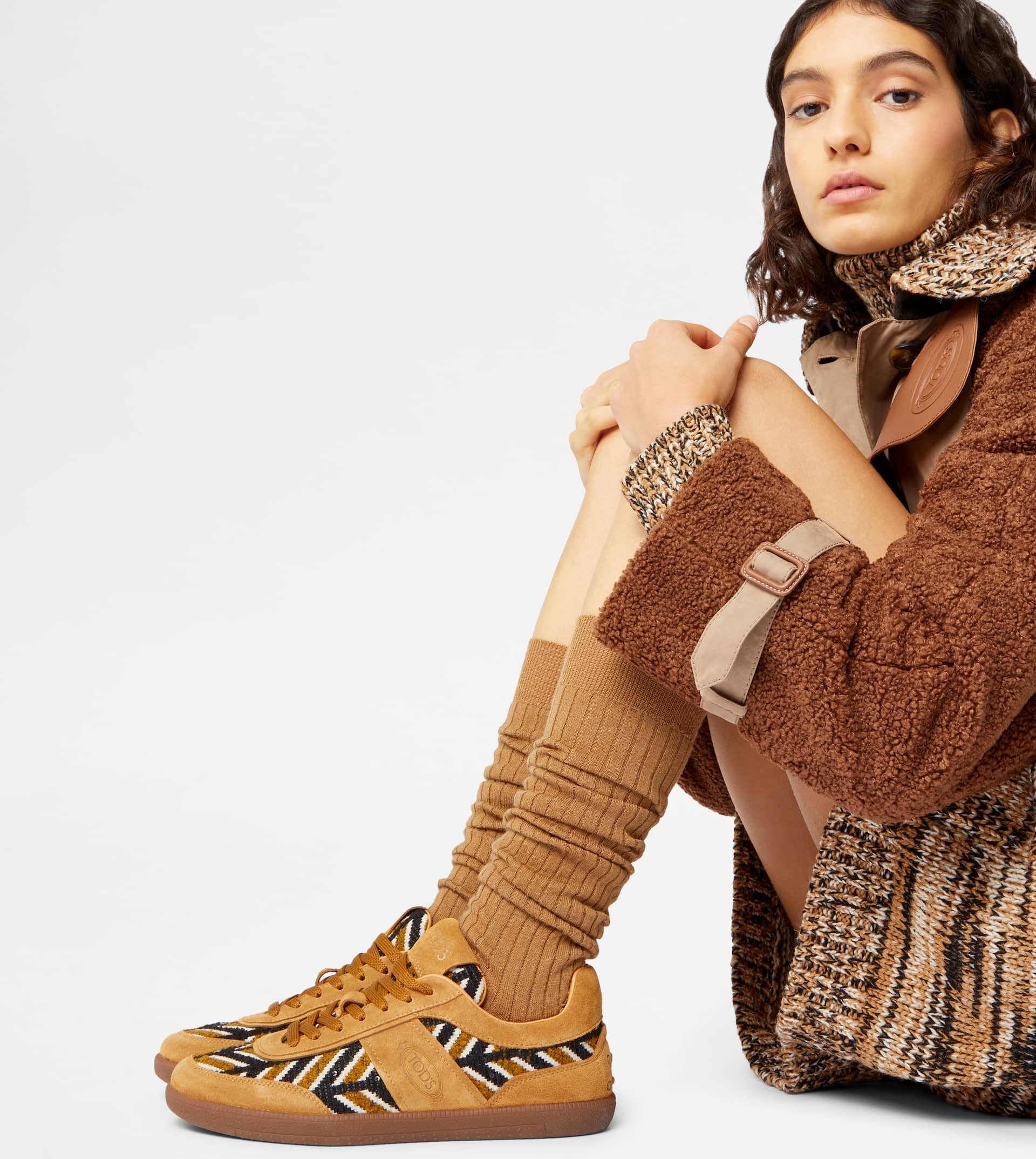 TOD'S TABS SNEAKERS IN SUEDE AND FABRIC - BROWN - 2