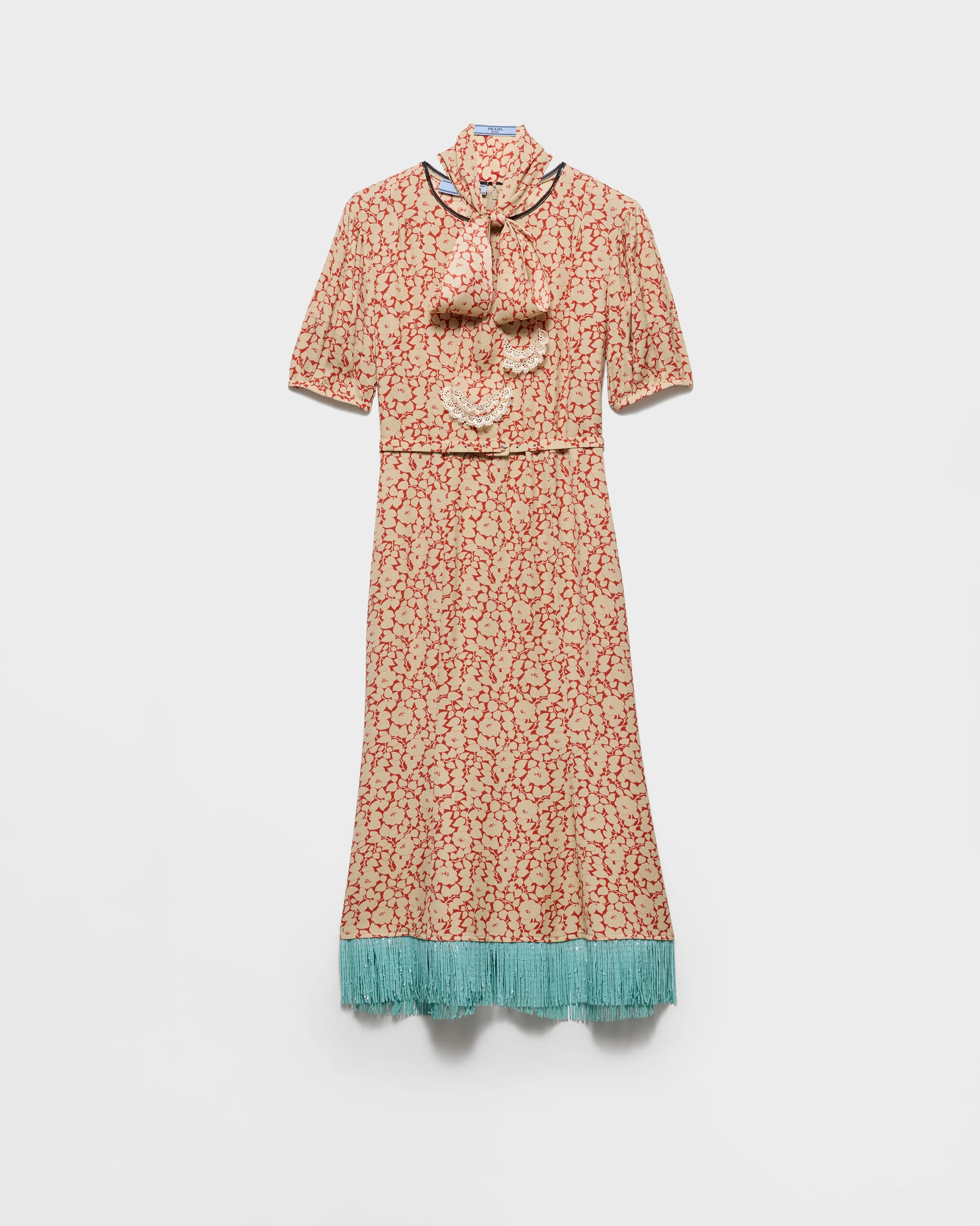 Embroidered floral print sablé dress - 1