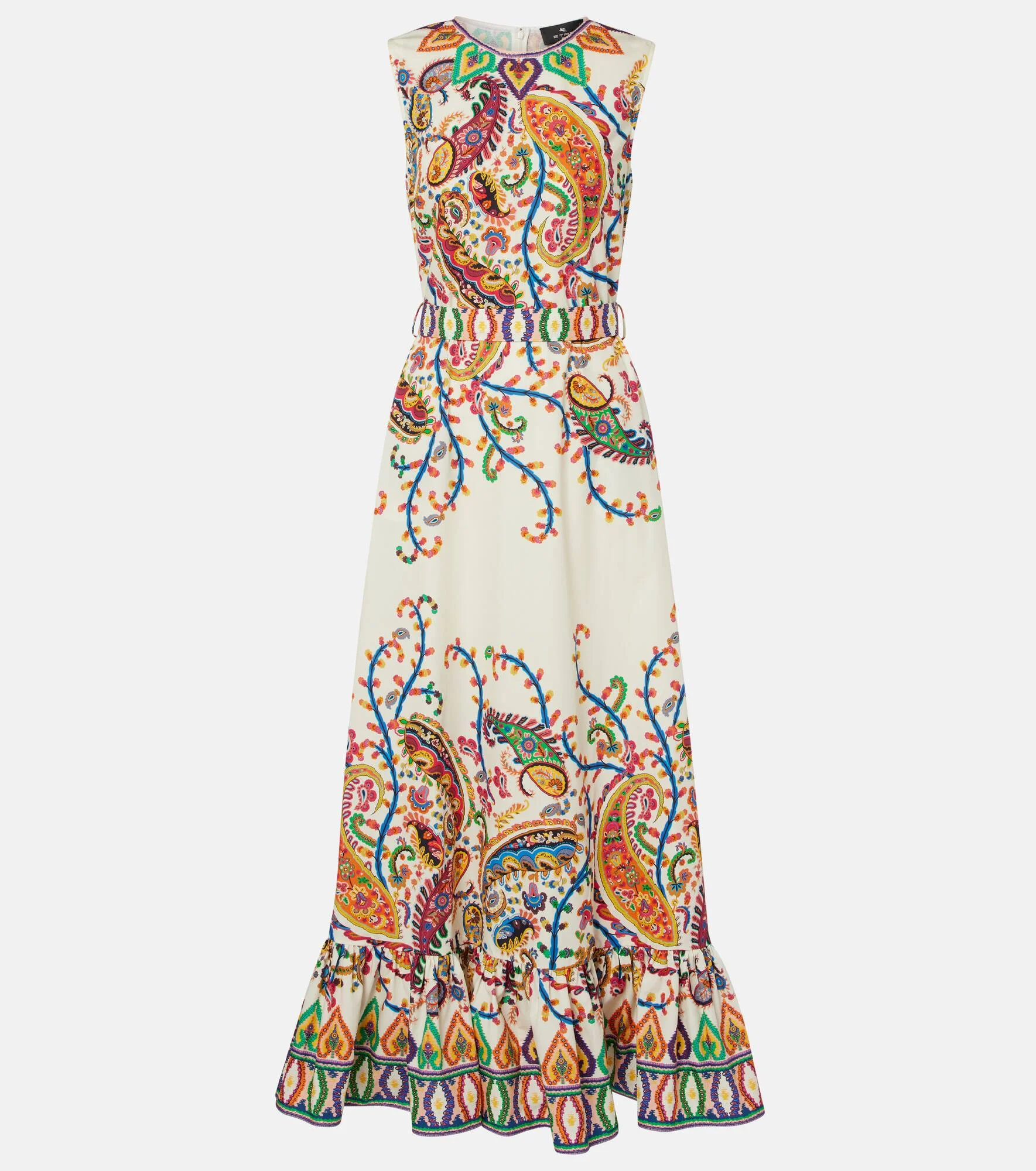 Belted printed cotton maxi dress - 1