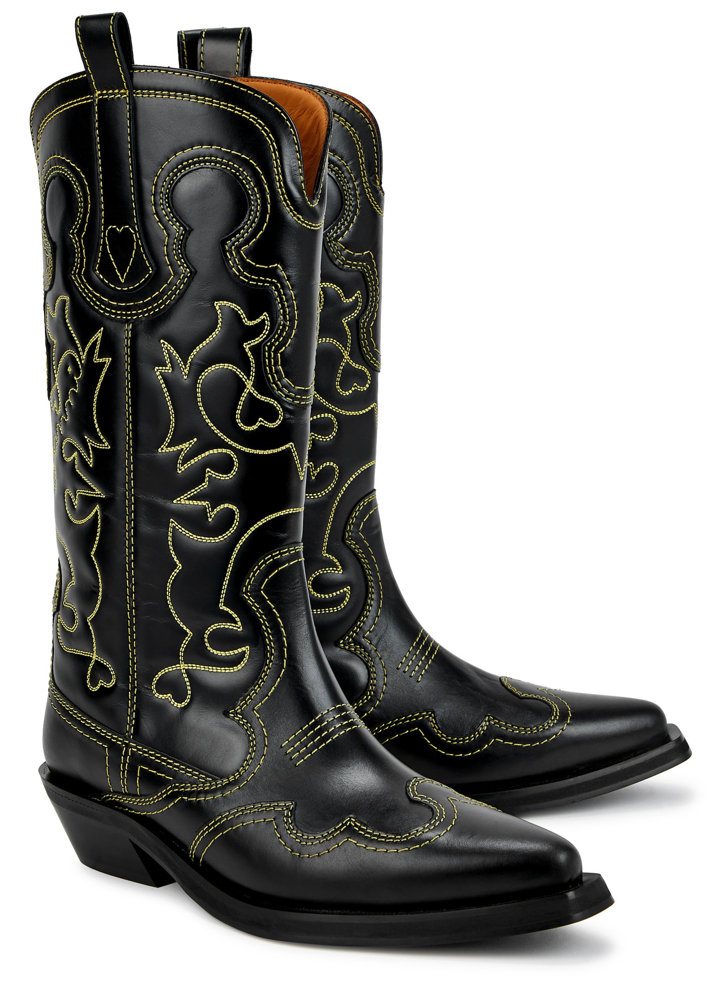 Embroidered leather cowboy boots - 2