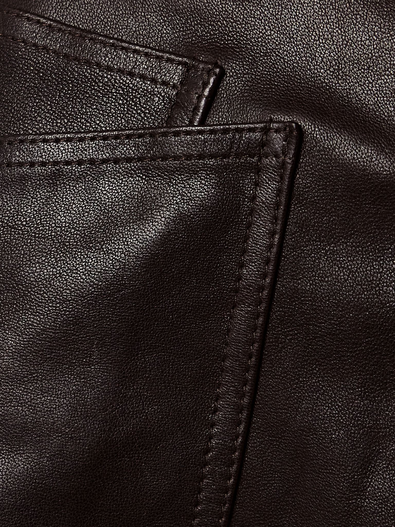 Shon leather barrel-leg pants Dark brown - 5