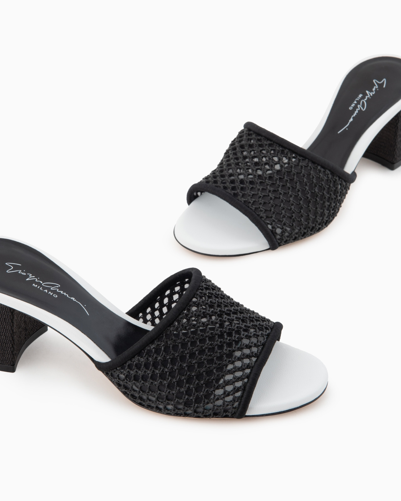 PERFORATED FABRIC HEELED SANDALS - 5