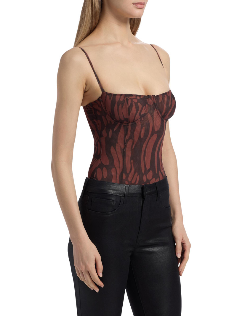 Women's Corset Demi Mesh Bodysuit - Java Warped Leopard 4
