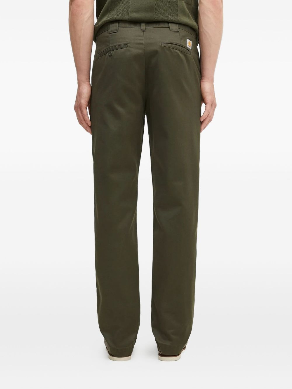 logo-patch flat-front trousers - 2