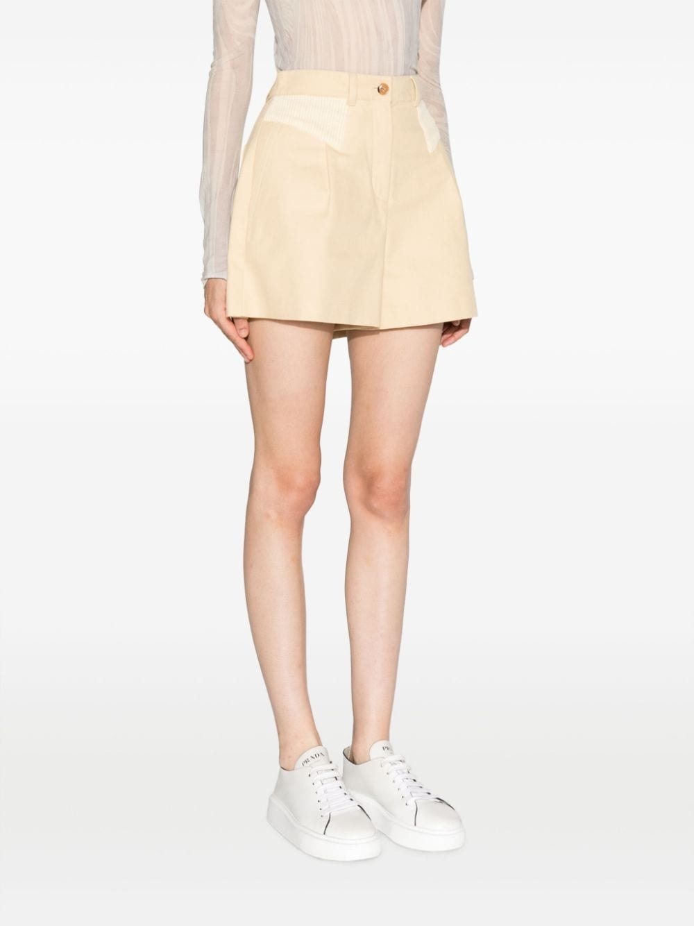 high-waisted cotton shorts - 3