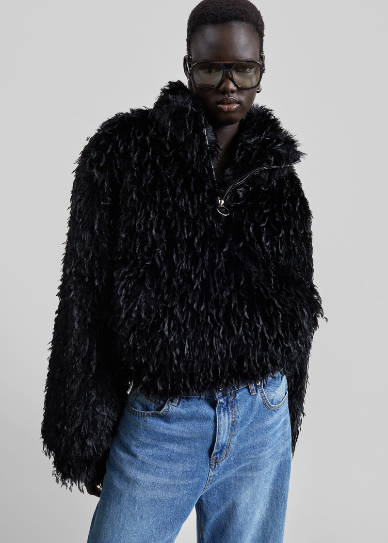 Rivee Faux Fur Pullover - Black 5