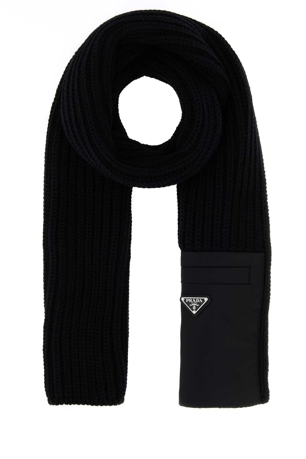 Prada Men Black Wool Scarf - 1