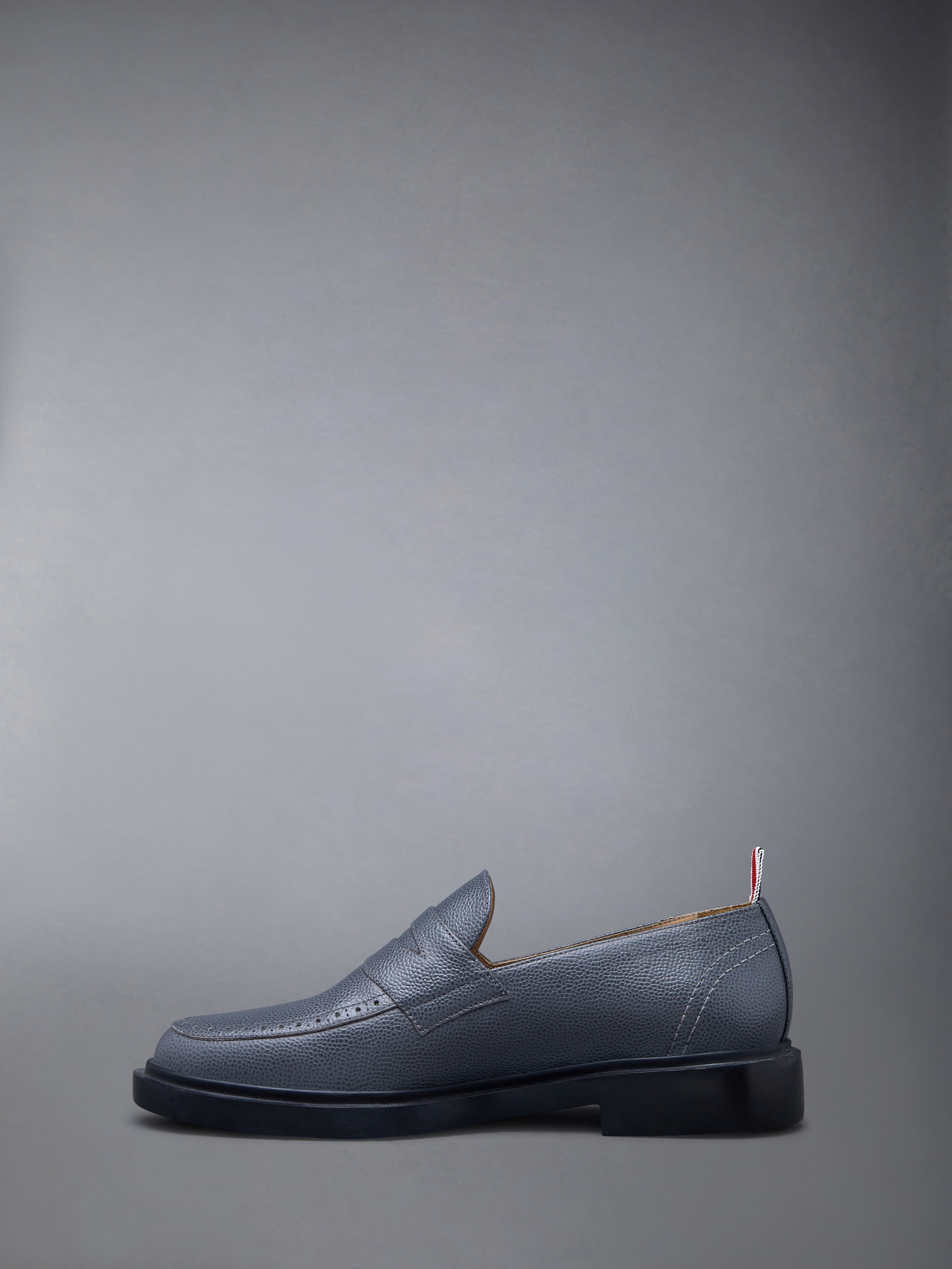 Pebble Grain Leather Rubber Sole Penny Loafer - 3