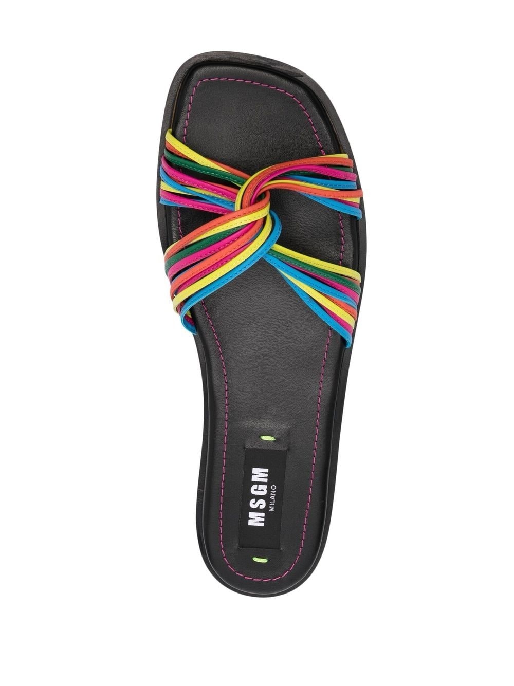 multi-straps leather slippers - 4