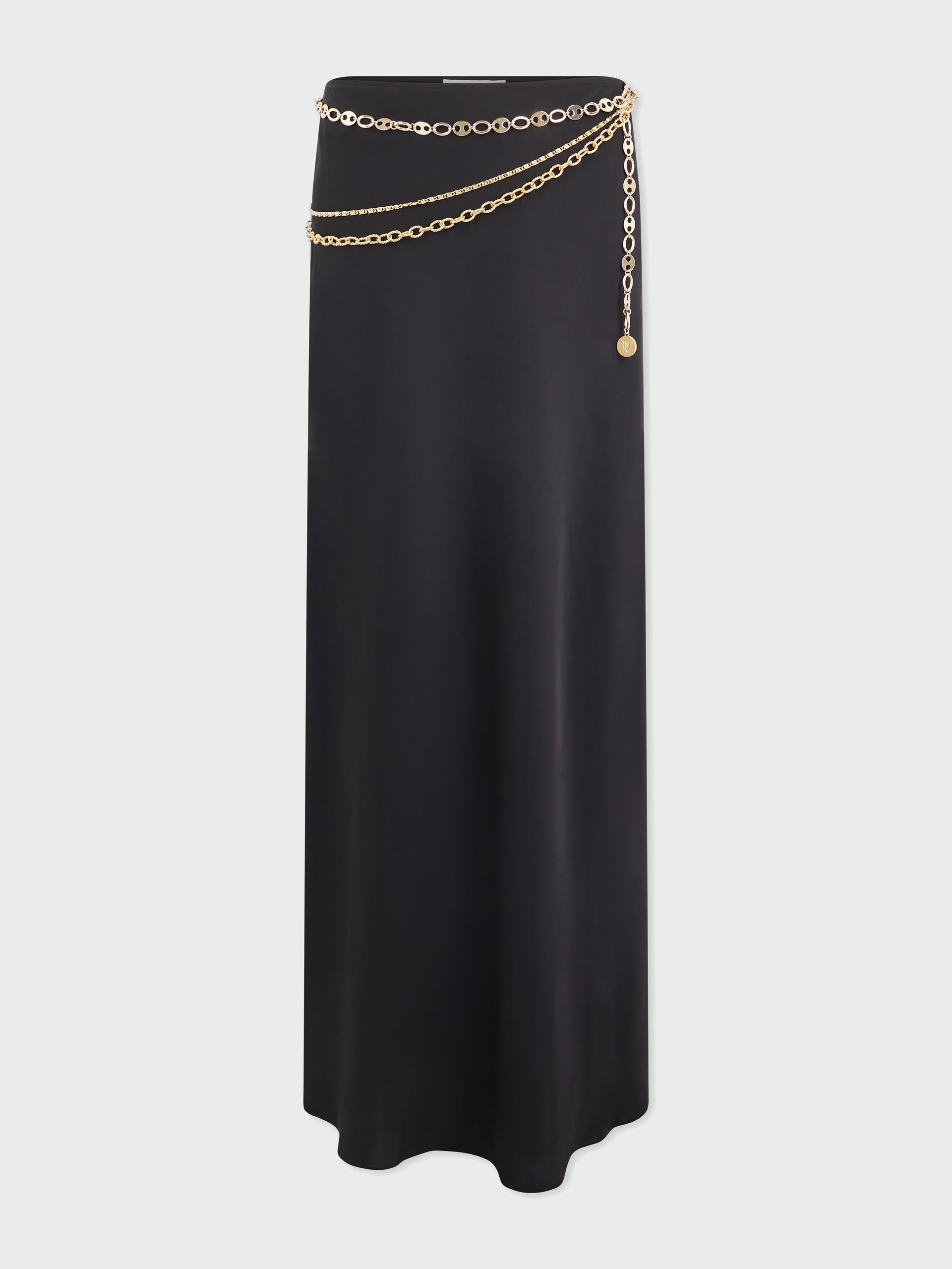 LONG BLACK SKIRT EMBELLISHED WITH "EIGHT" SIGNATURE CHAIN - 1