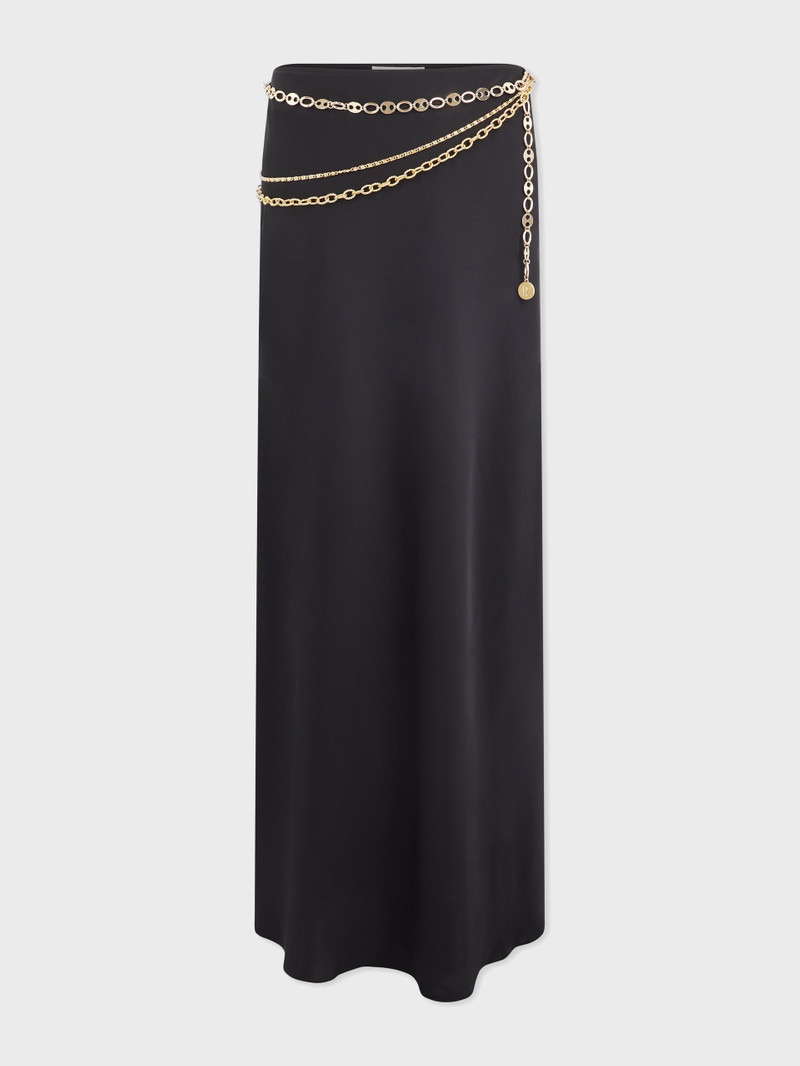 LONG BLACK SKIRT EMBELLISHED WITH "EIGHT" SIGNATURE CHAIN - 1