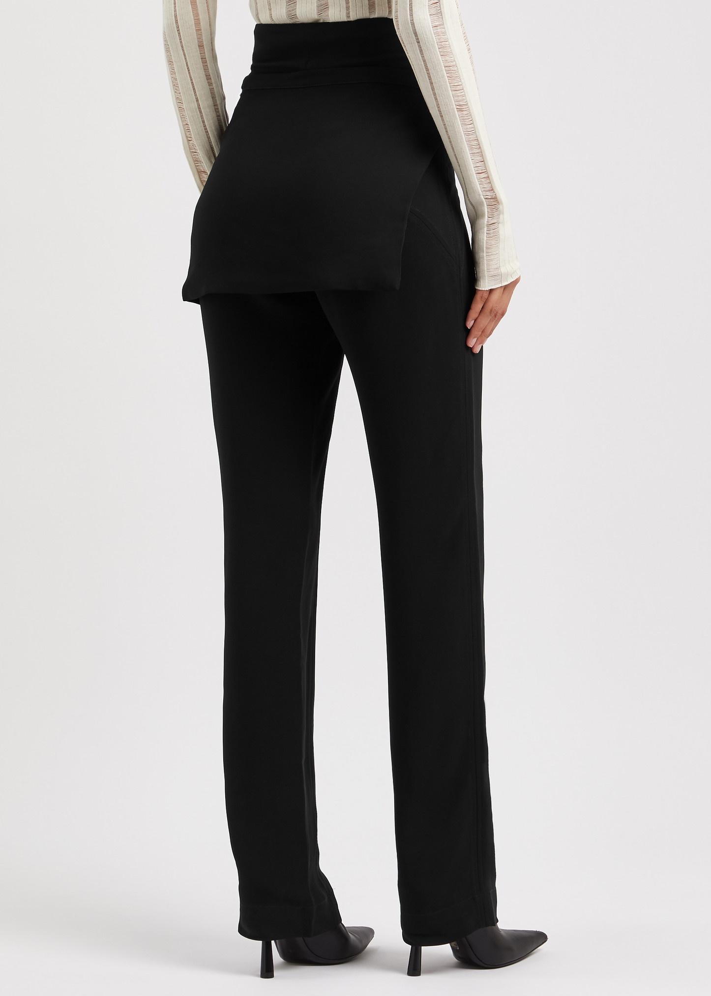 Apron layered slim-leg trousers - 3