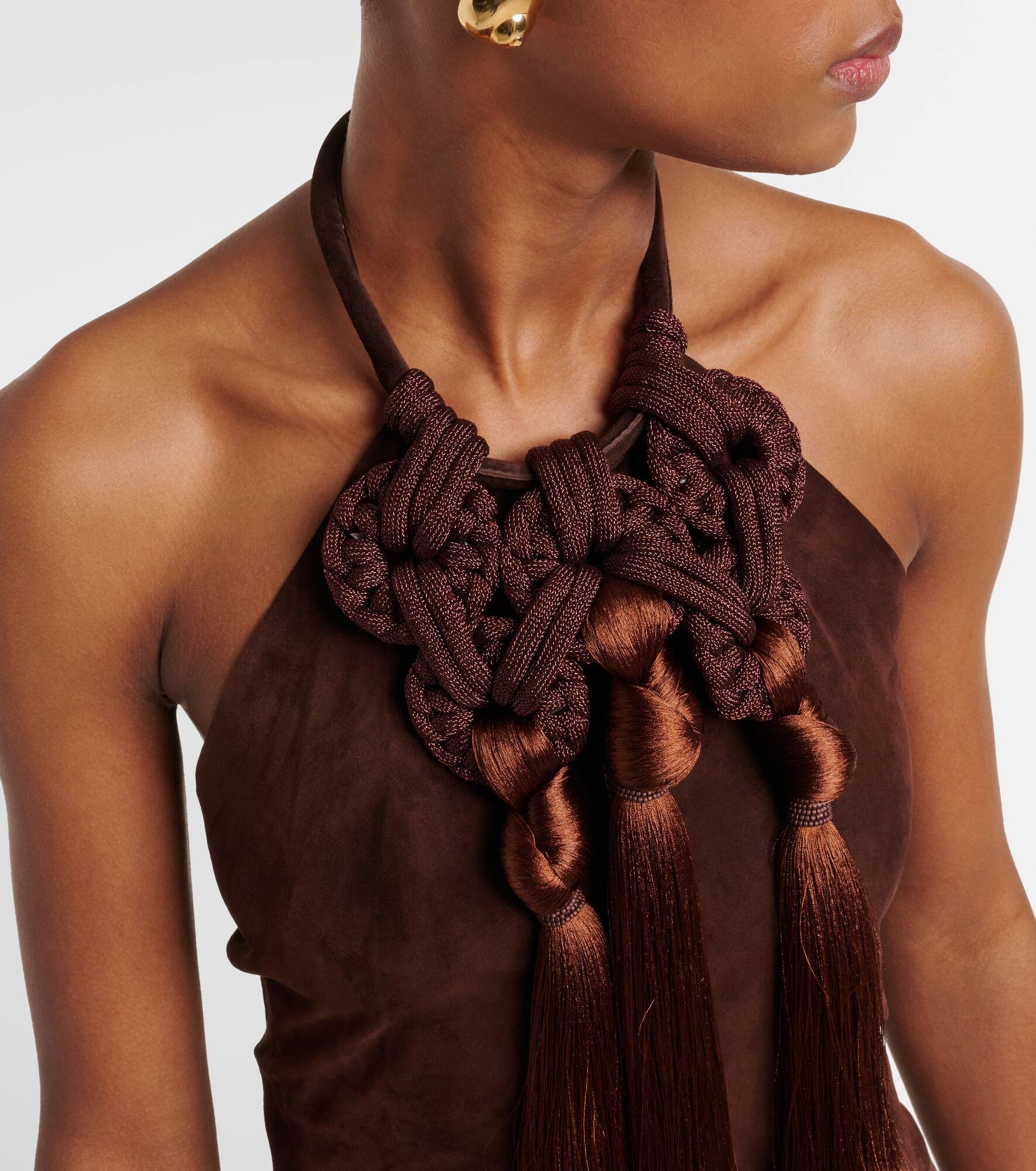 Knot-detail leather top - 5