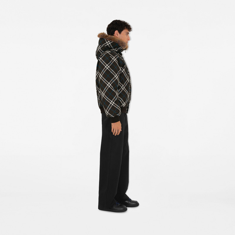 Faux Fur Trim Check Bomber Jacket 3