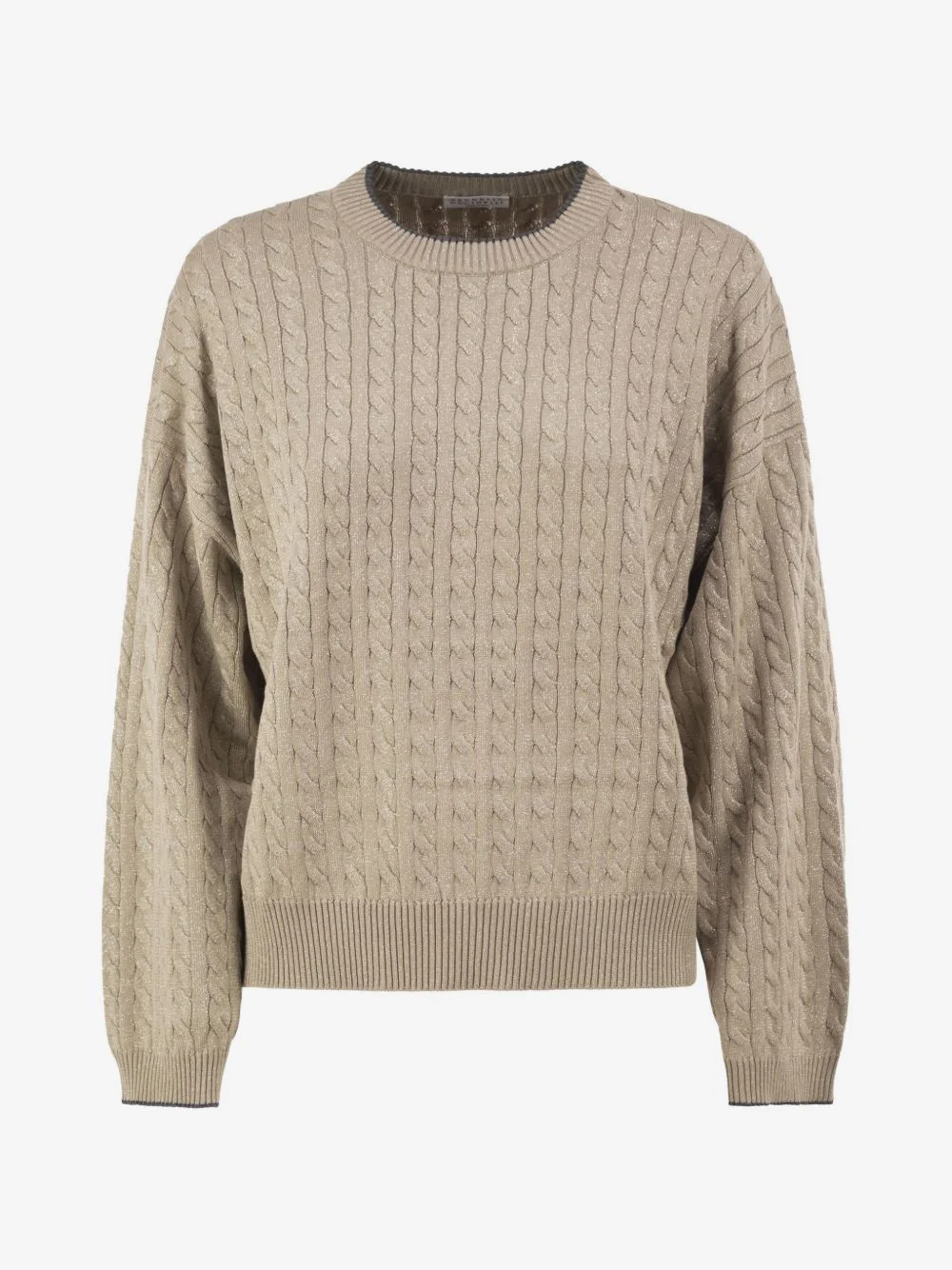 cable-knit shimmering cotton sweater - 1