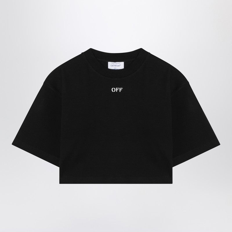 Off-White Black Cropped T-Shirt With Logo Women - 1
