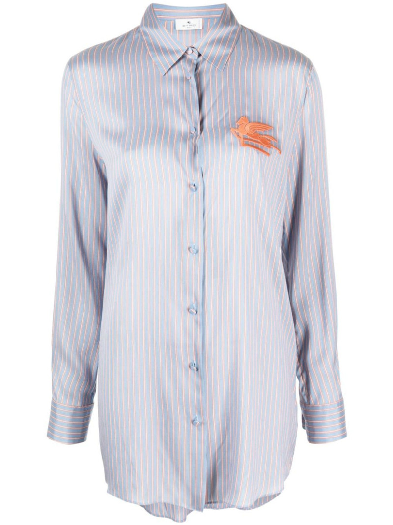 logo-embroidered silk shirt 1