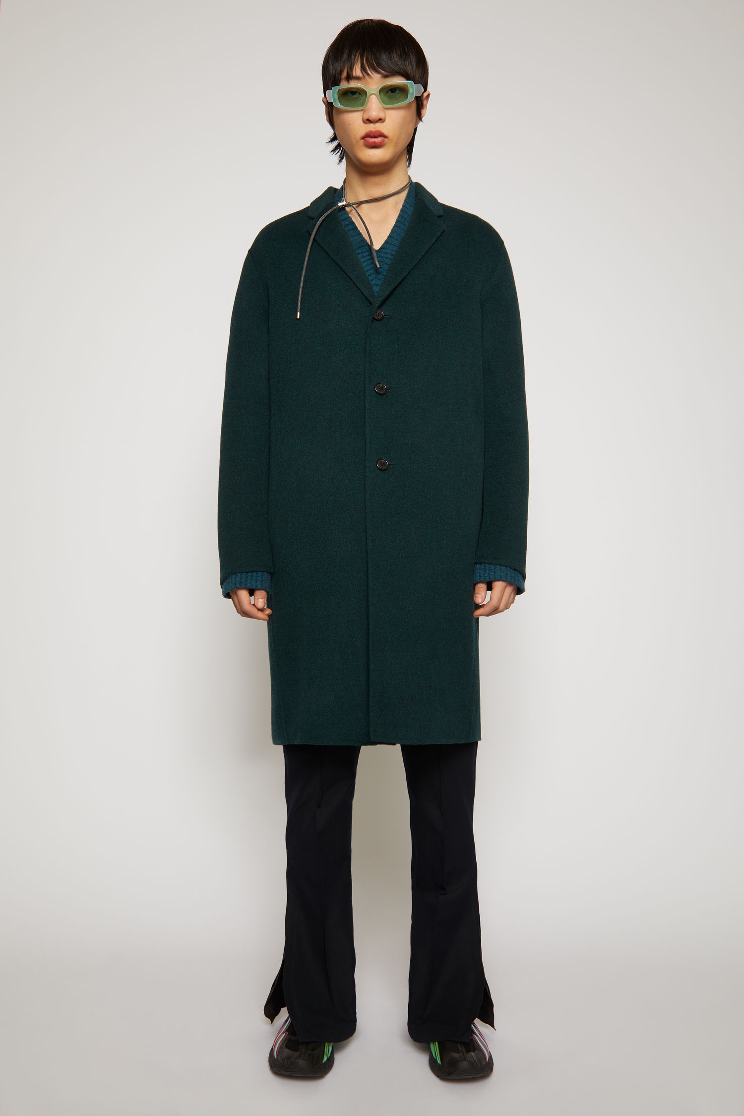 Double-faced wool coat forest green - 2