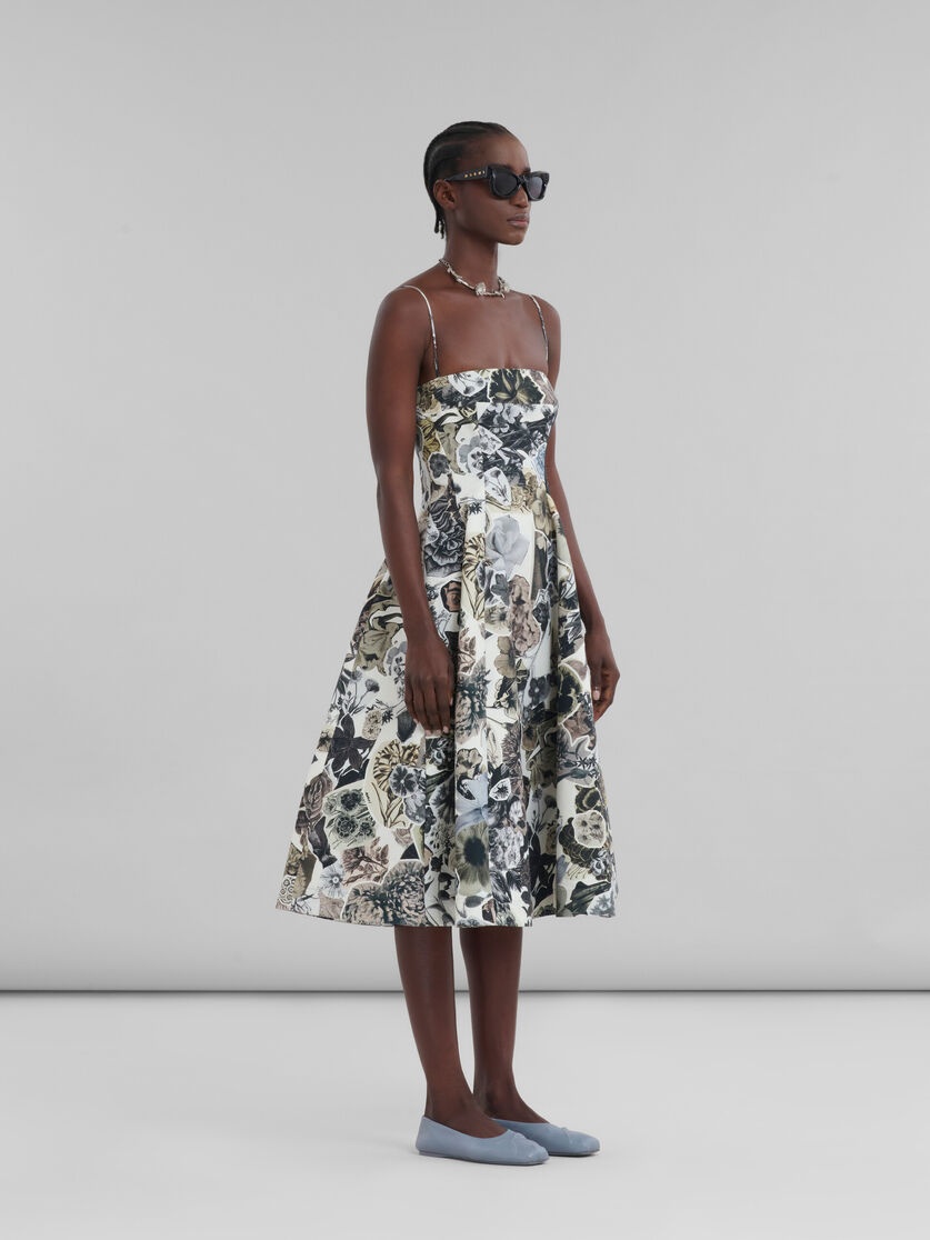 BLACK AND WHITE CADY BALLOON DRESS WITH NOCTURNAL PRINT - 6