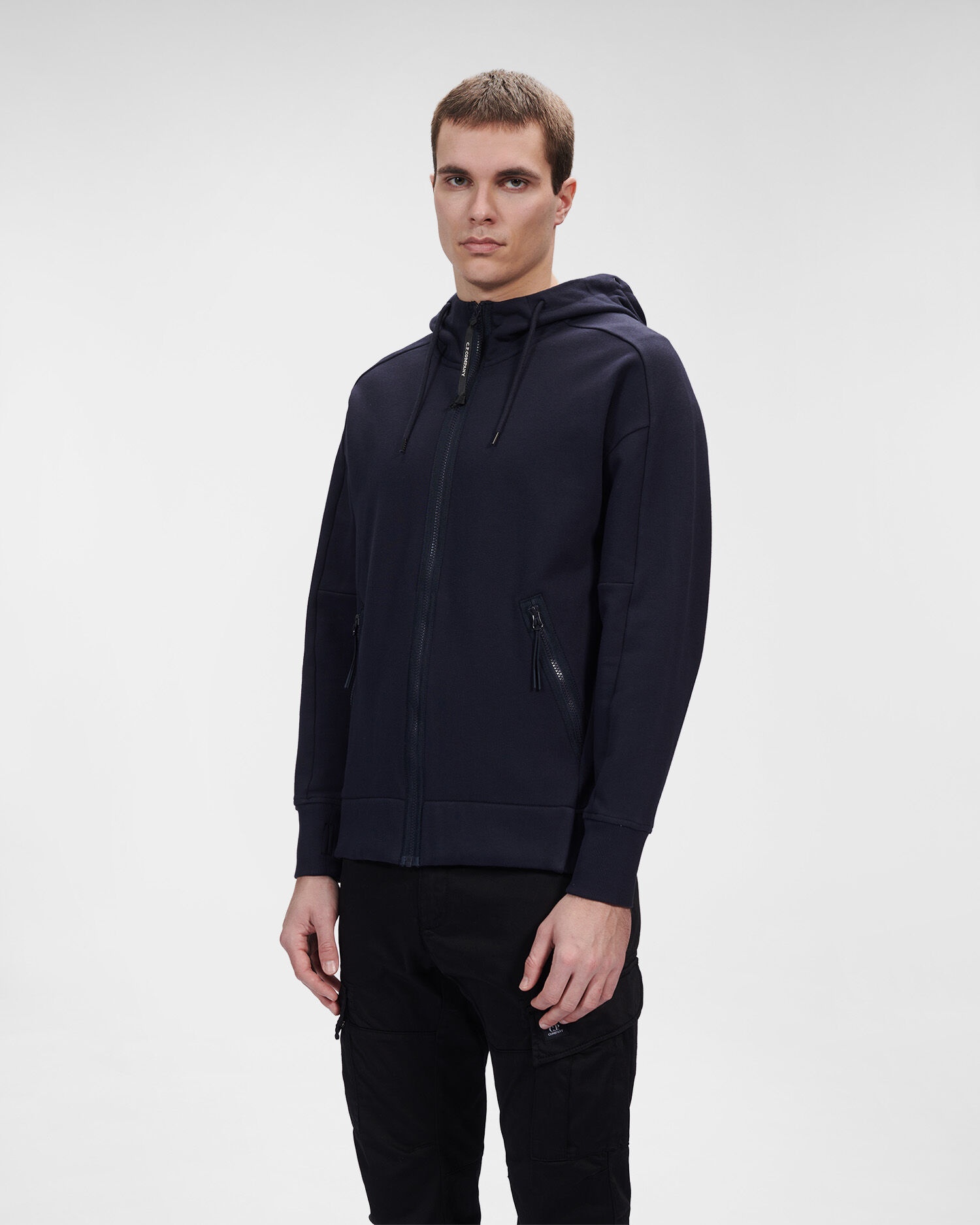 Diagonal Raised Fleece Goggle Hoodie - 2
