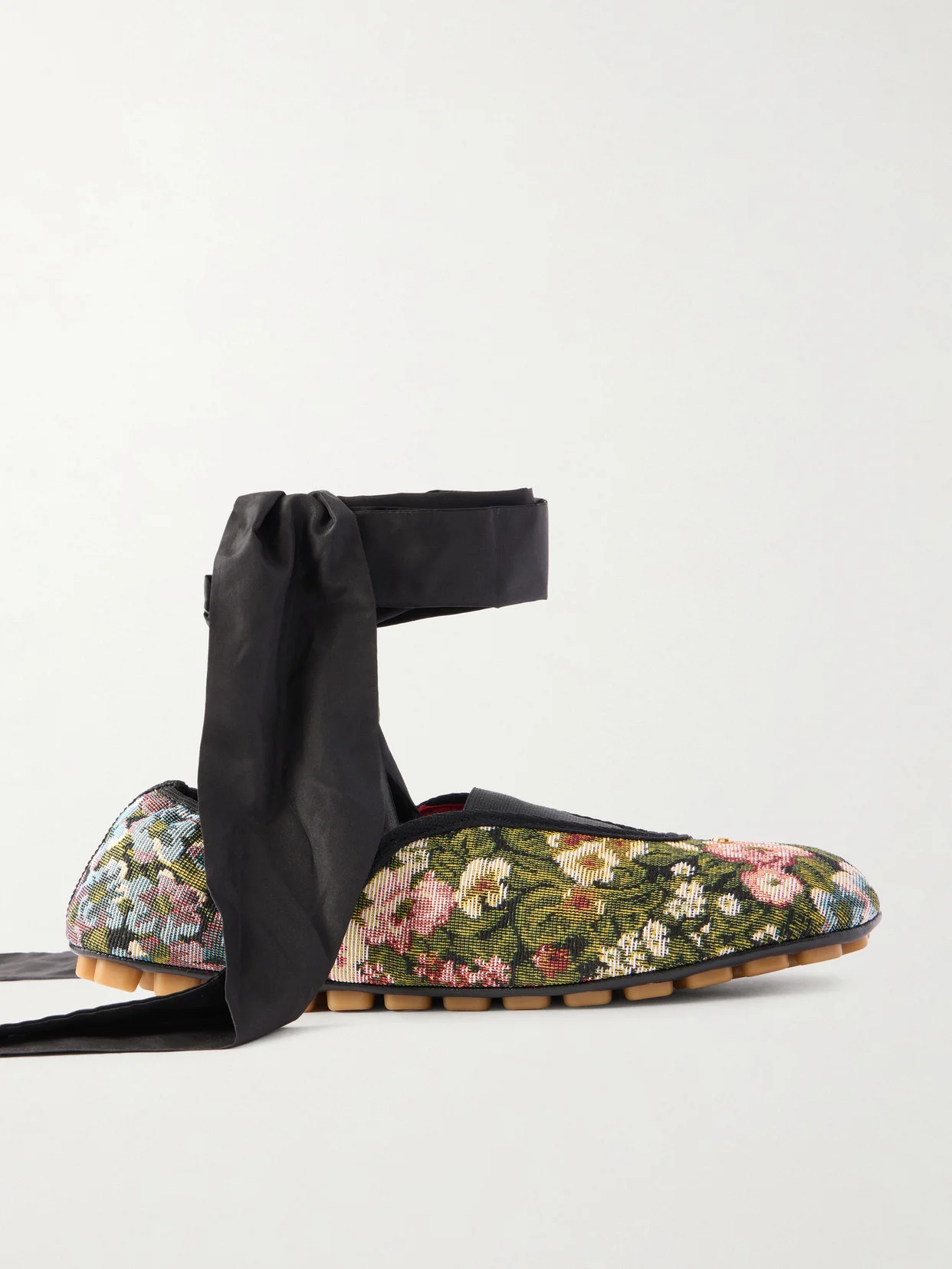 Rythmika Lace-up Floral-jacquard Canvas Ballet Flats - 1