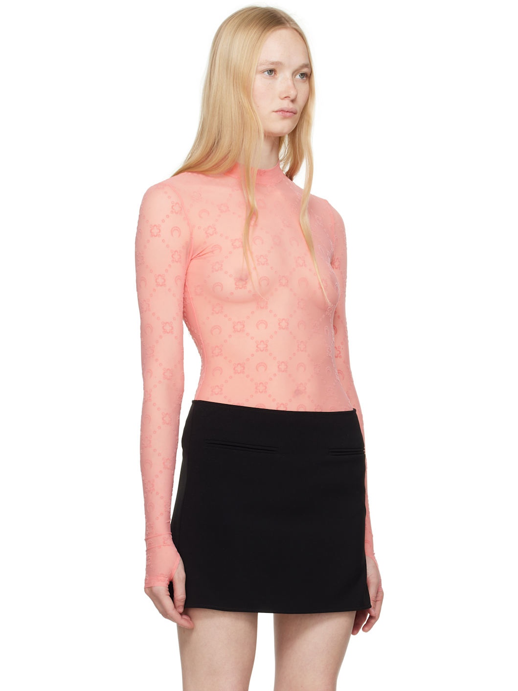 SSENSE Exclusive Pink Moonogram Flock Second Skin T-shirt - 2