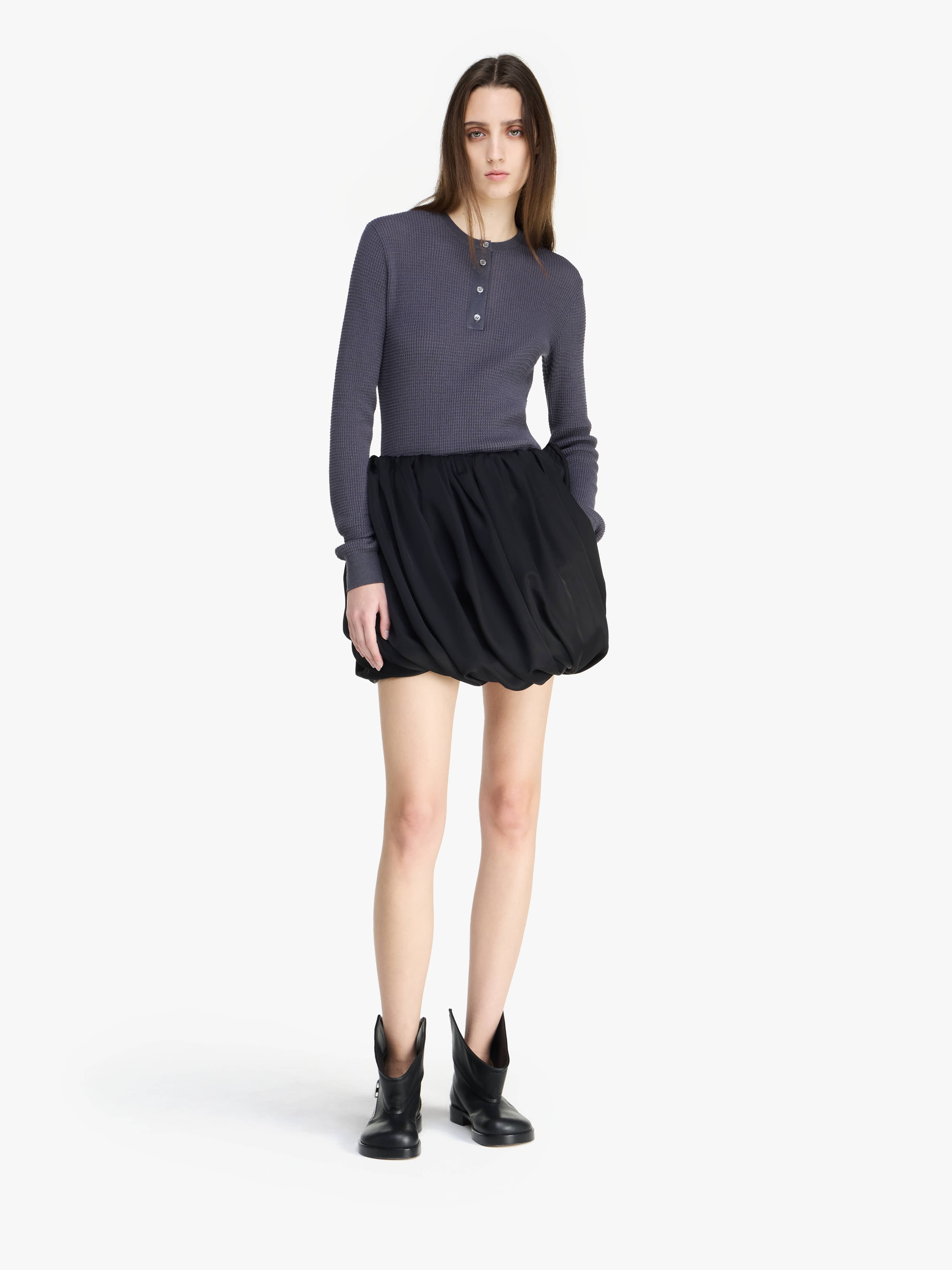 ROLLED HEMLINE MINI SKIRT - 2