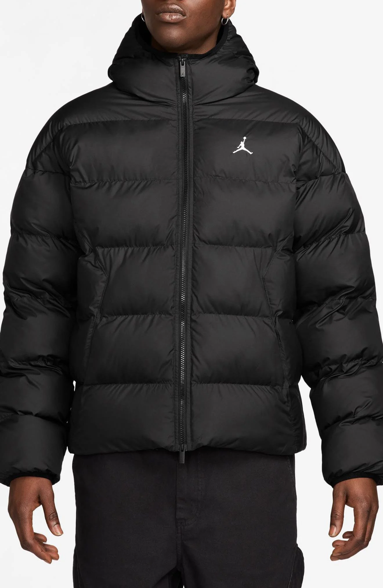Jordan Brooklyn Water Repellent Puffer Jacket in Black/White at Nordstrom - 1