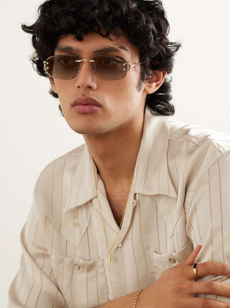 Cartier Signature C Rimless Rectangular-Frame Gold-Tone Sunglasses outlook