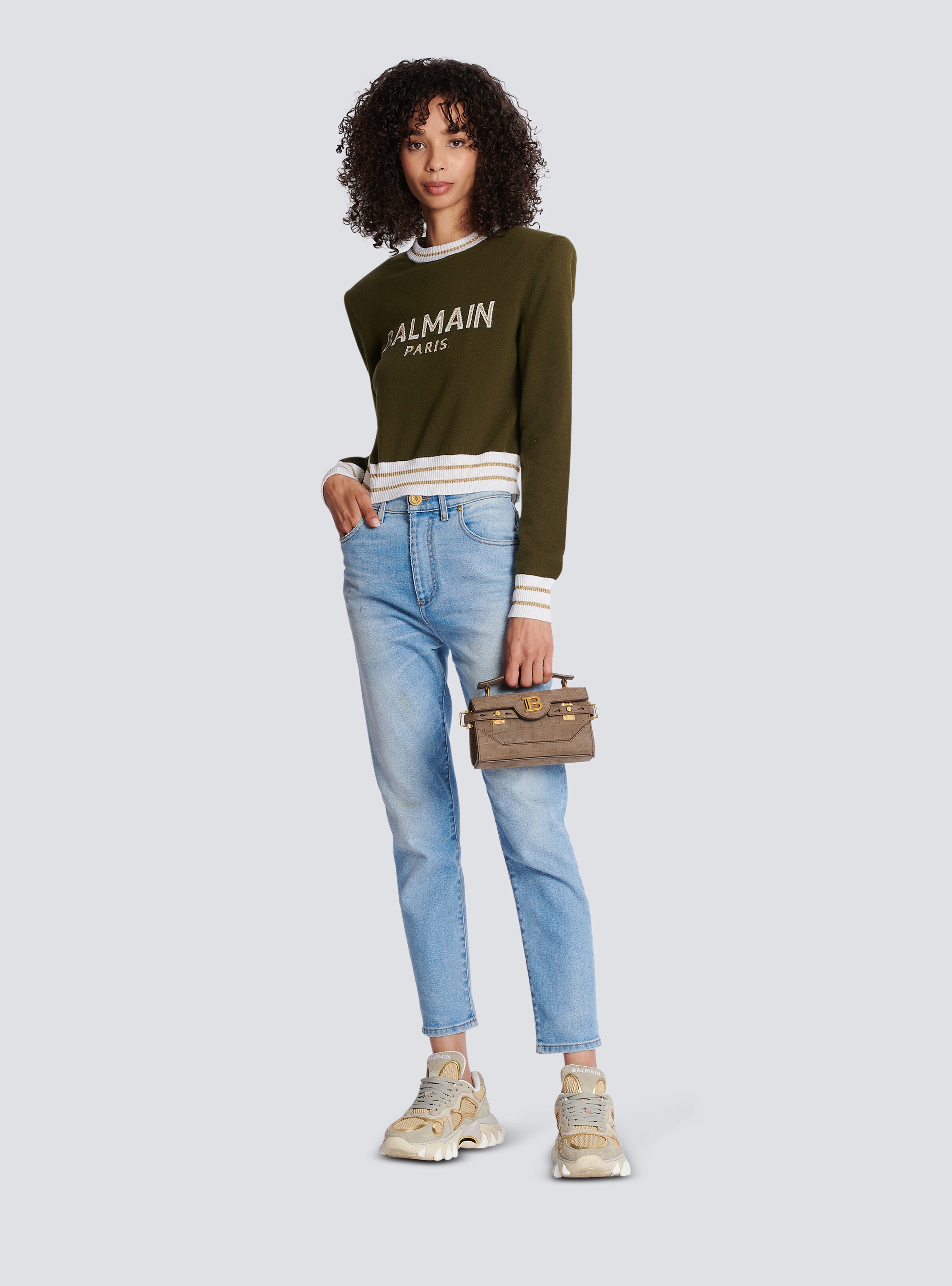 Cropped wool jumper with Balmain logo - 2