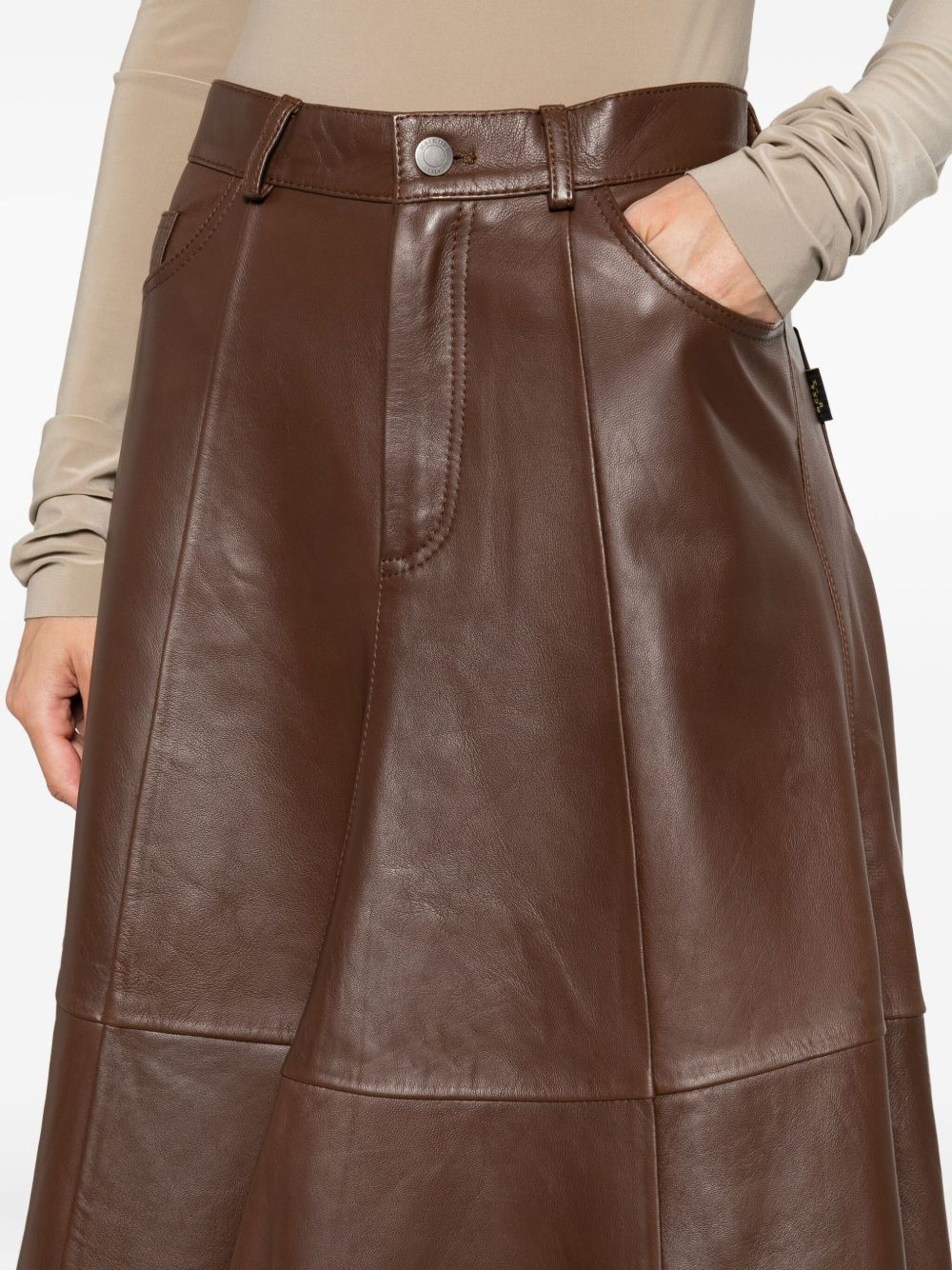 Serenity leather midi skirt - 5