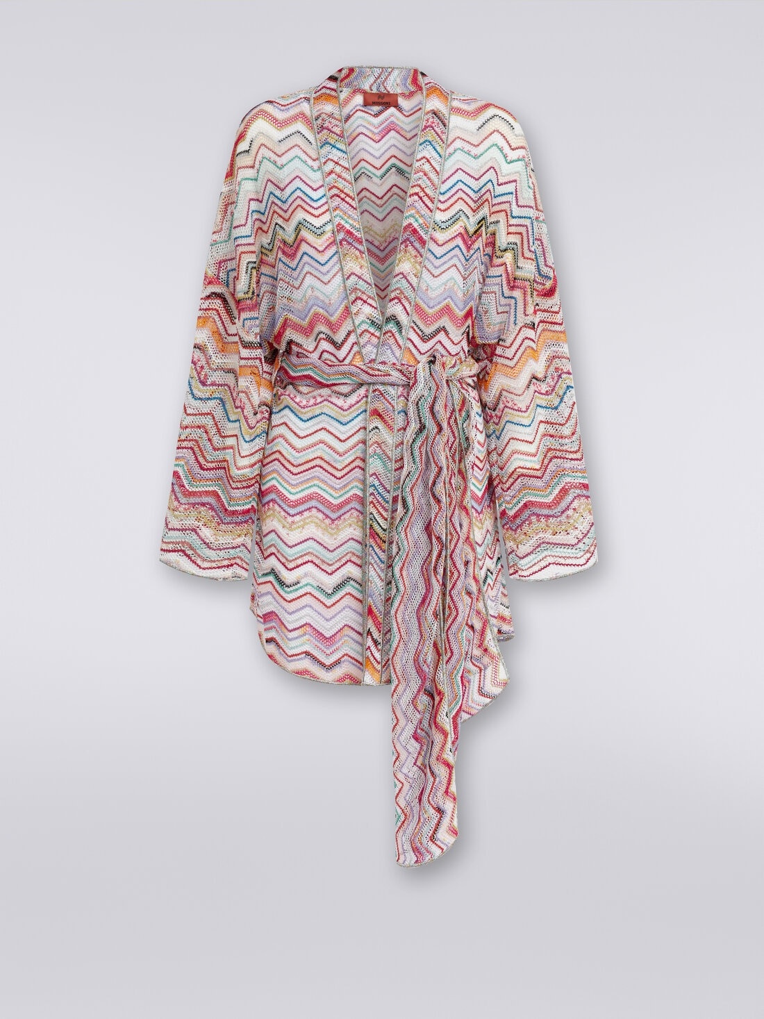 Dressing gown cover up in zigzag crochet with lurex - 1