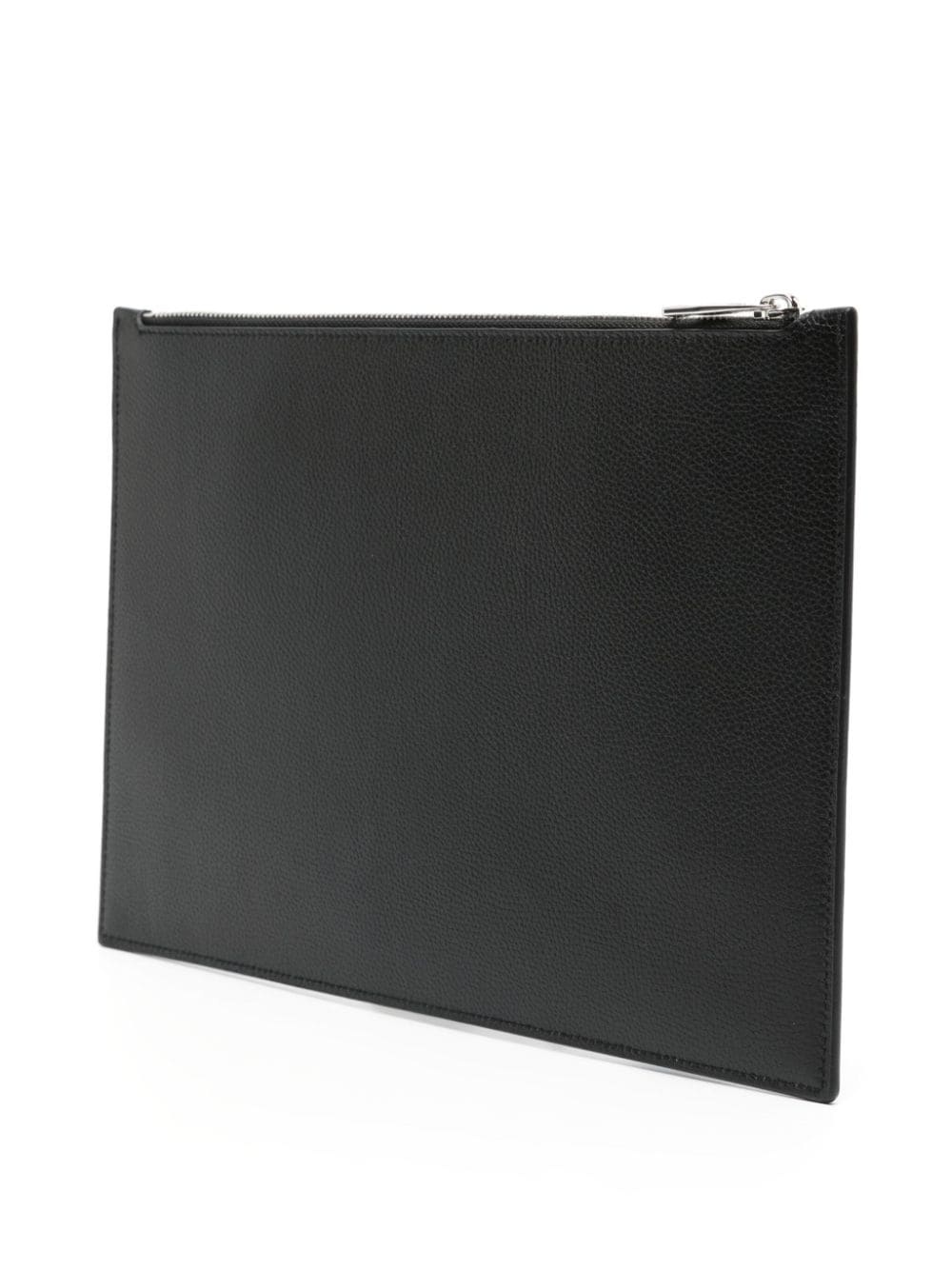 logo-print leather clutch bag - 3