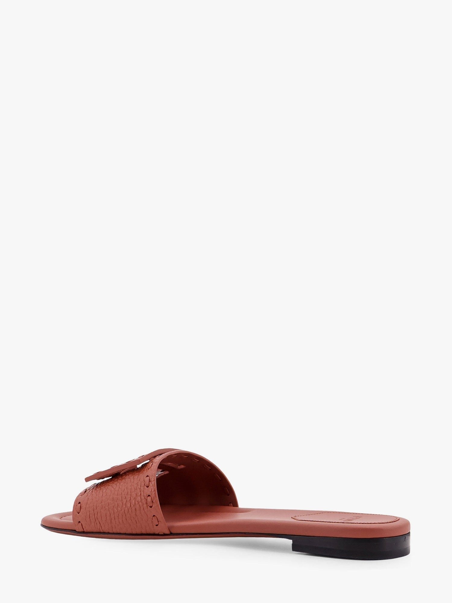 Fendi Baguette Leather Slides With Macro Selleria Topstitches - 3