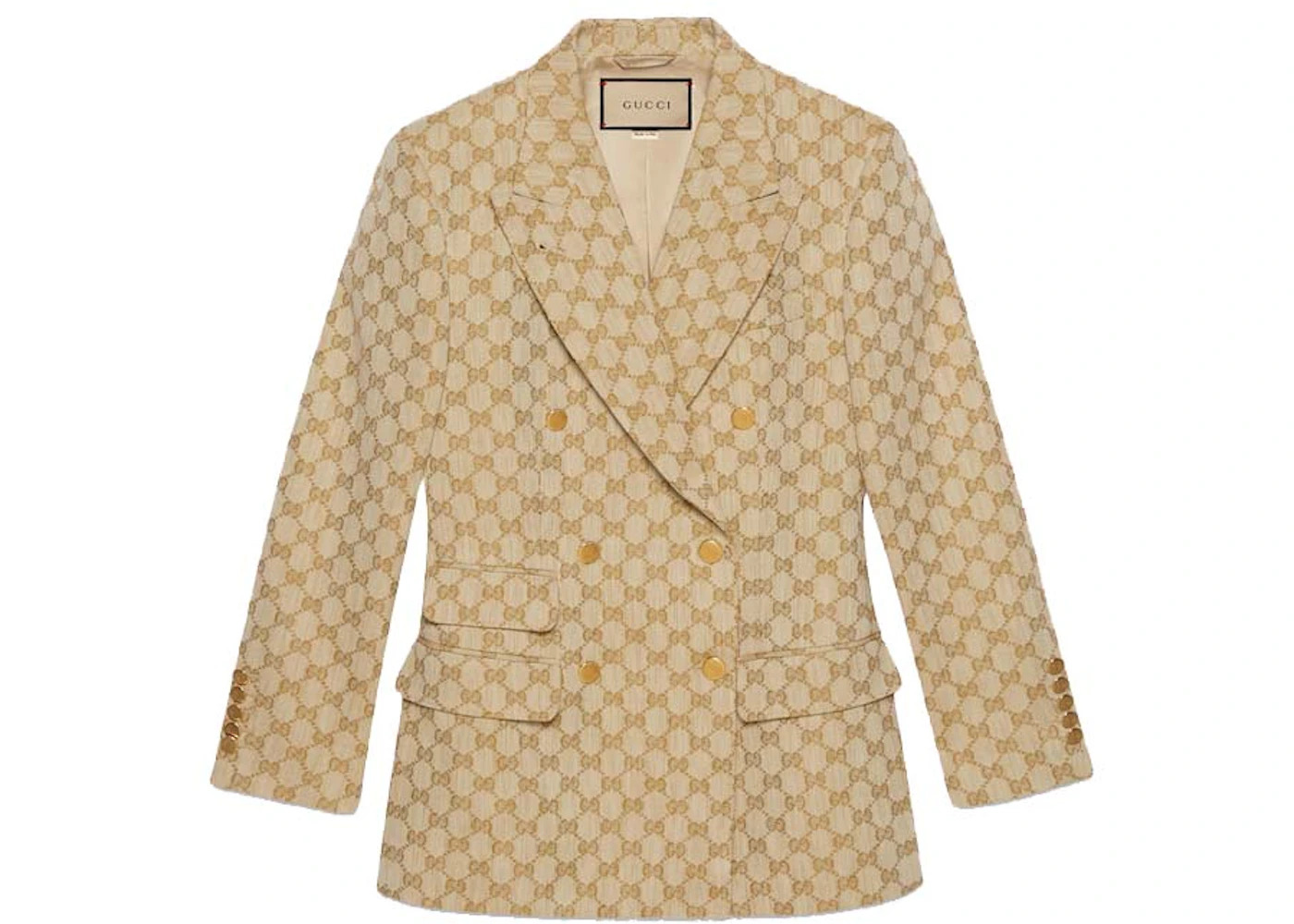 Gucci GG Linen Cotton Jacquard Jacket Beige - 1