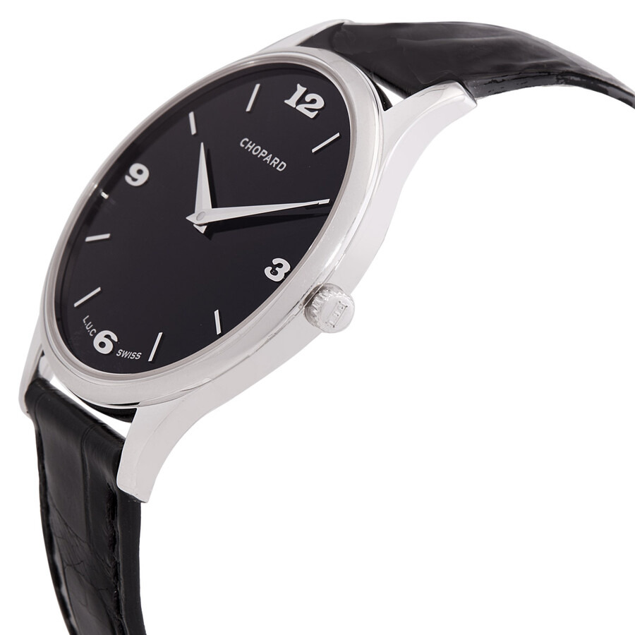 Chopard L.U.C Classic XP Black Dial White Gold Leather Men's Watch 161902-1001 - 2