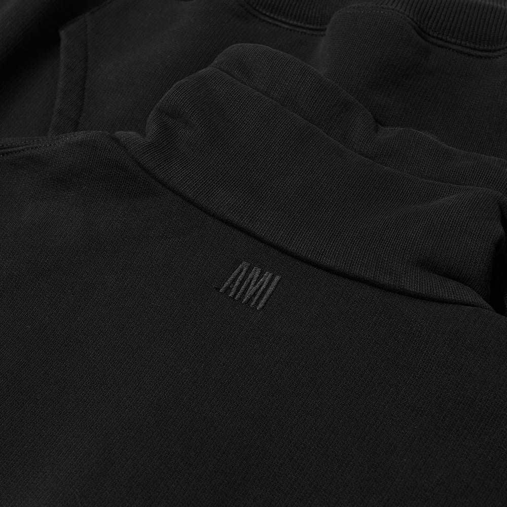 AMI Tonal Heart Drawstring Quarter Zip Sweat - 4