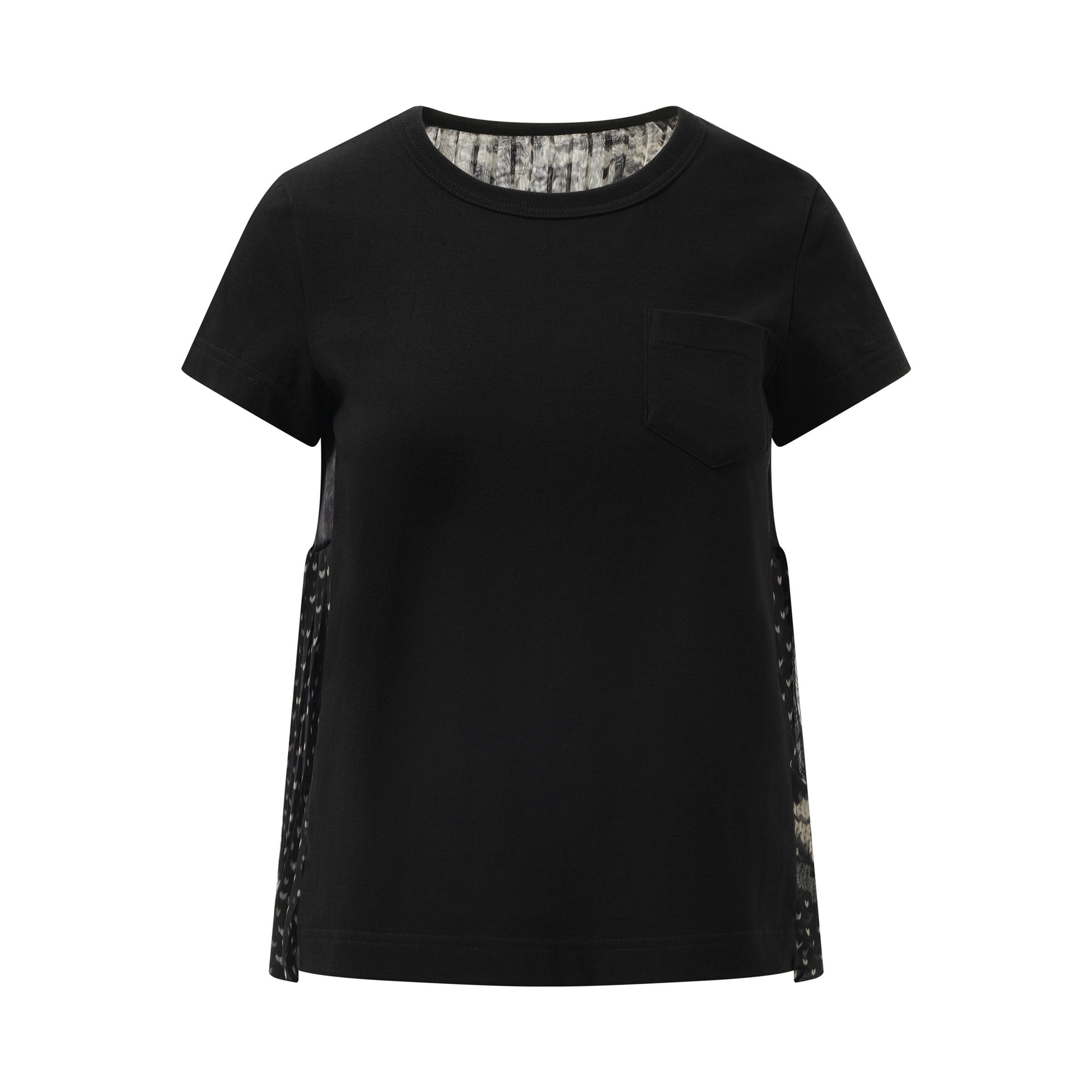 sacai Pattern Knit Print Cotton Jersey T-Shirt in Black  