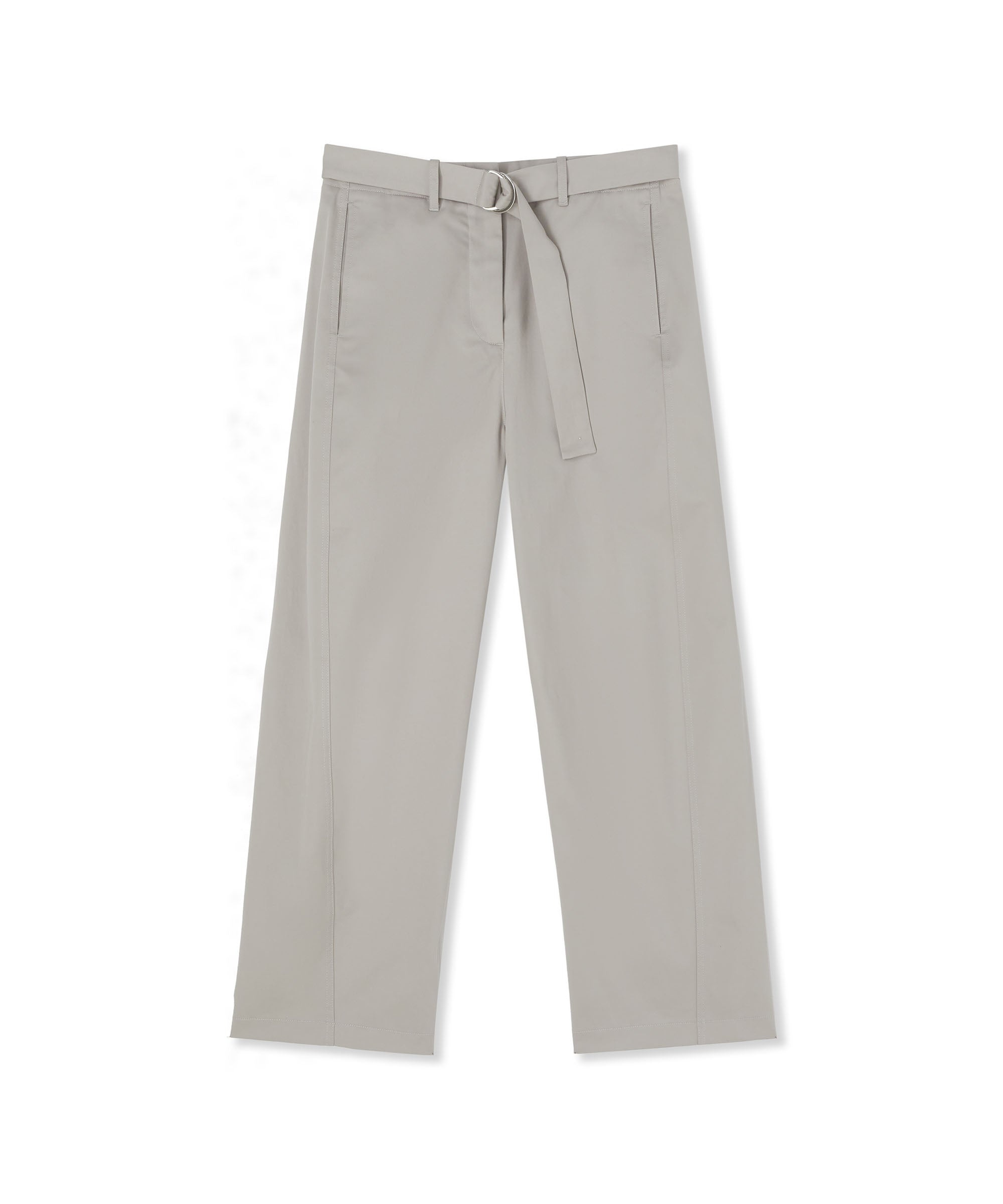 Stretch cotton gabardine pants with belted waist - 1