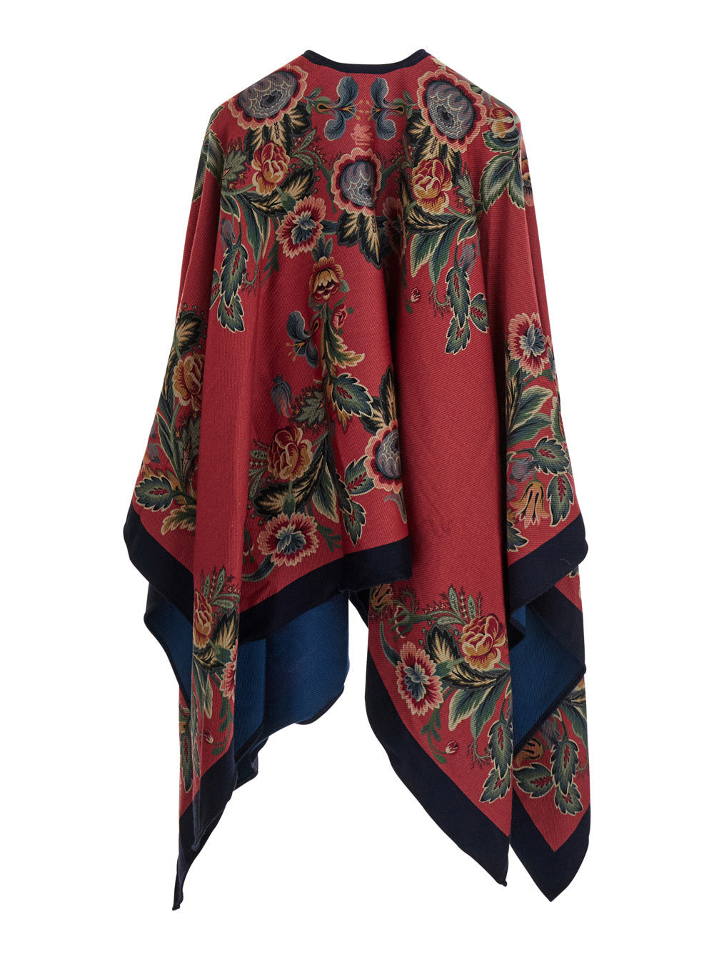 Etro Women Red Cape With All-Over Floral Motif In Wool Blend Woman - 2