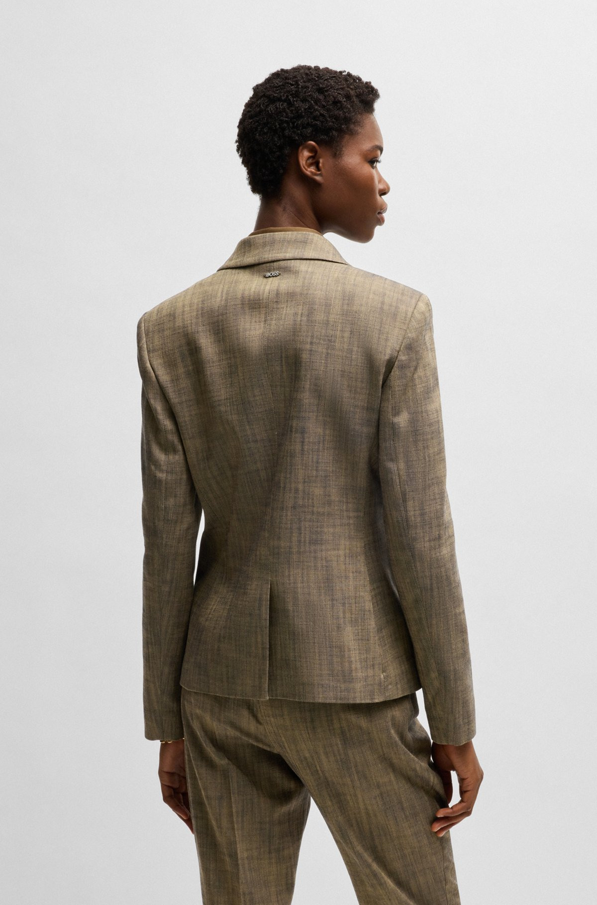 SLIM-FIT BLAZER IN MELANGE SHARKSKIN FABRIC - 4