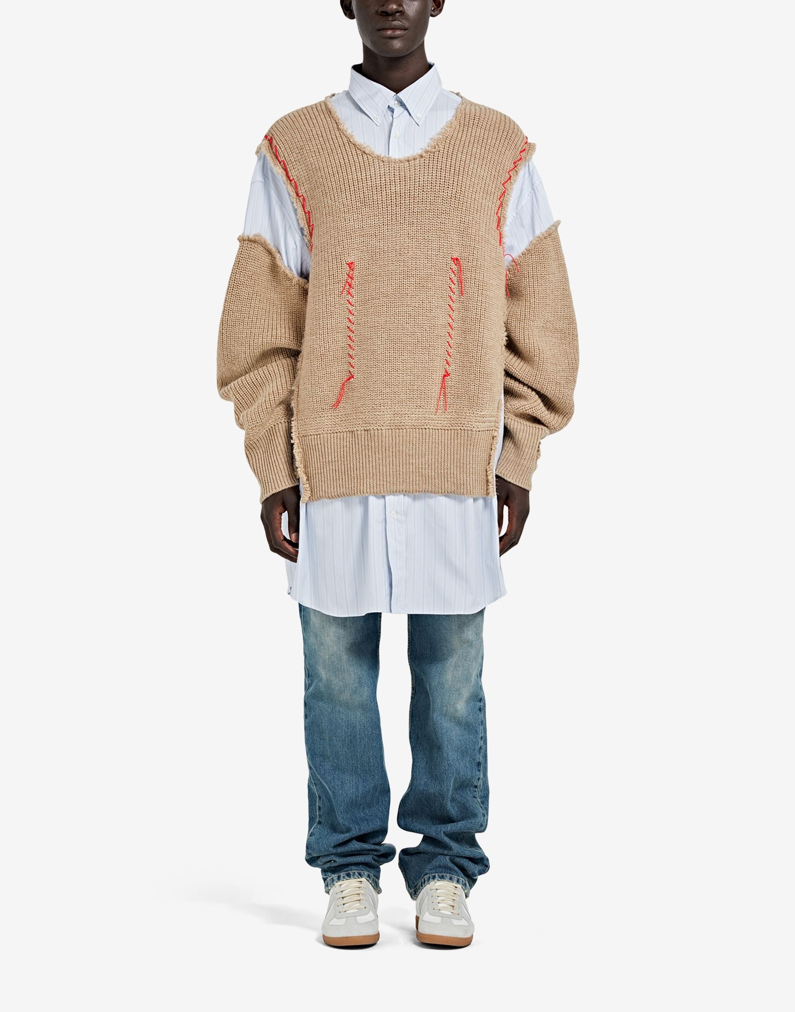 Striped shirt and knit jumper top - 2