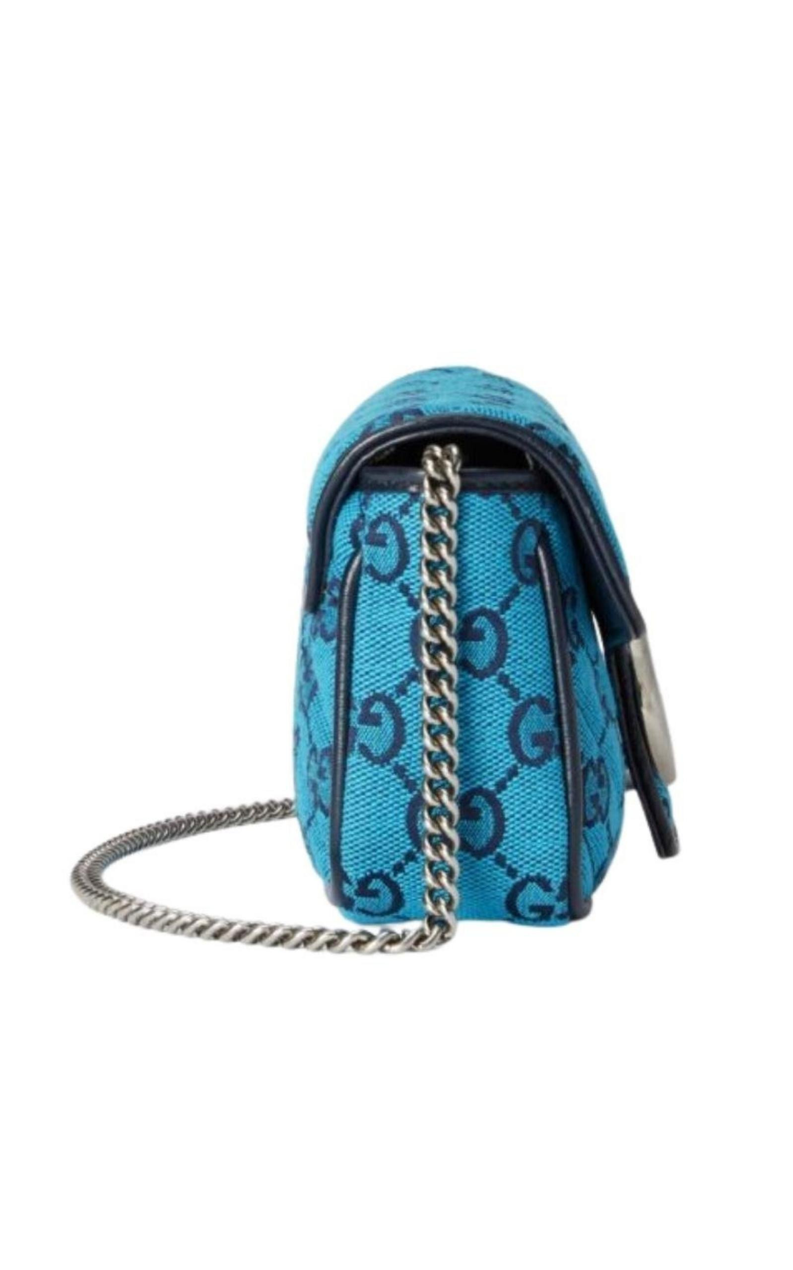 Blue GG Marmont Blue Super Mini Bag - 5