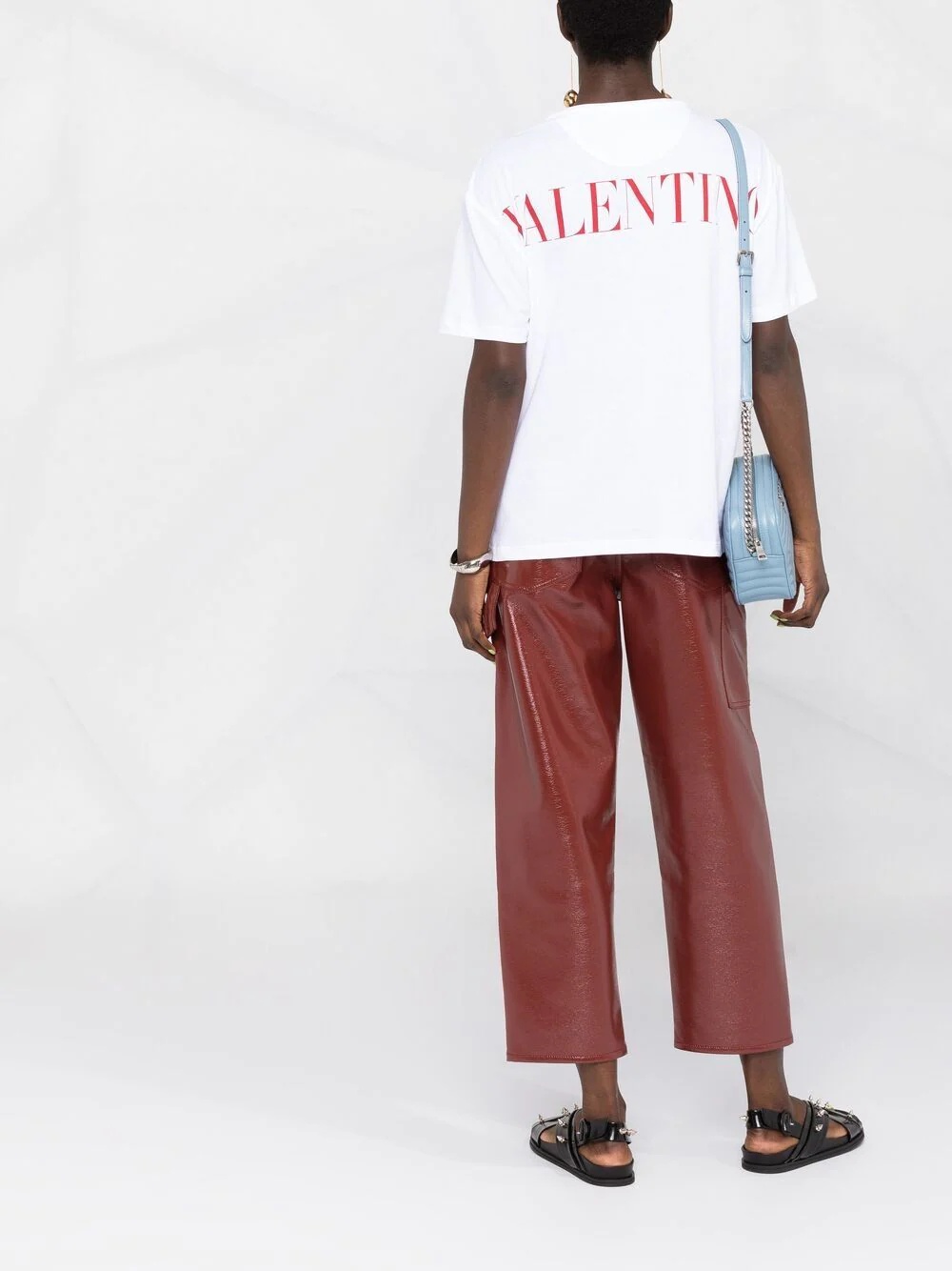 logo-print lace T-shirt - 6