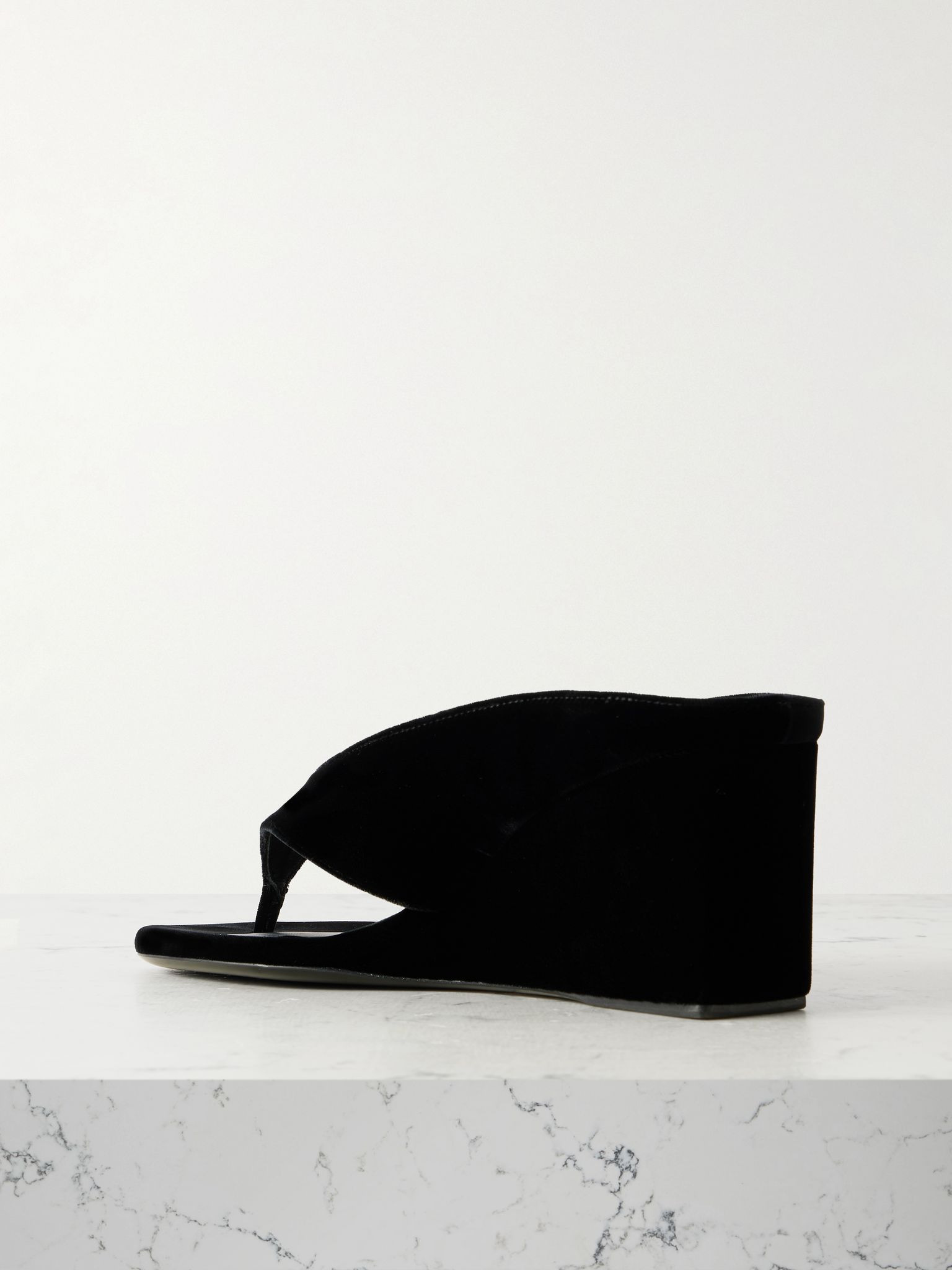 Tong 75 suede wedge sandals Black - 3