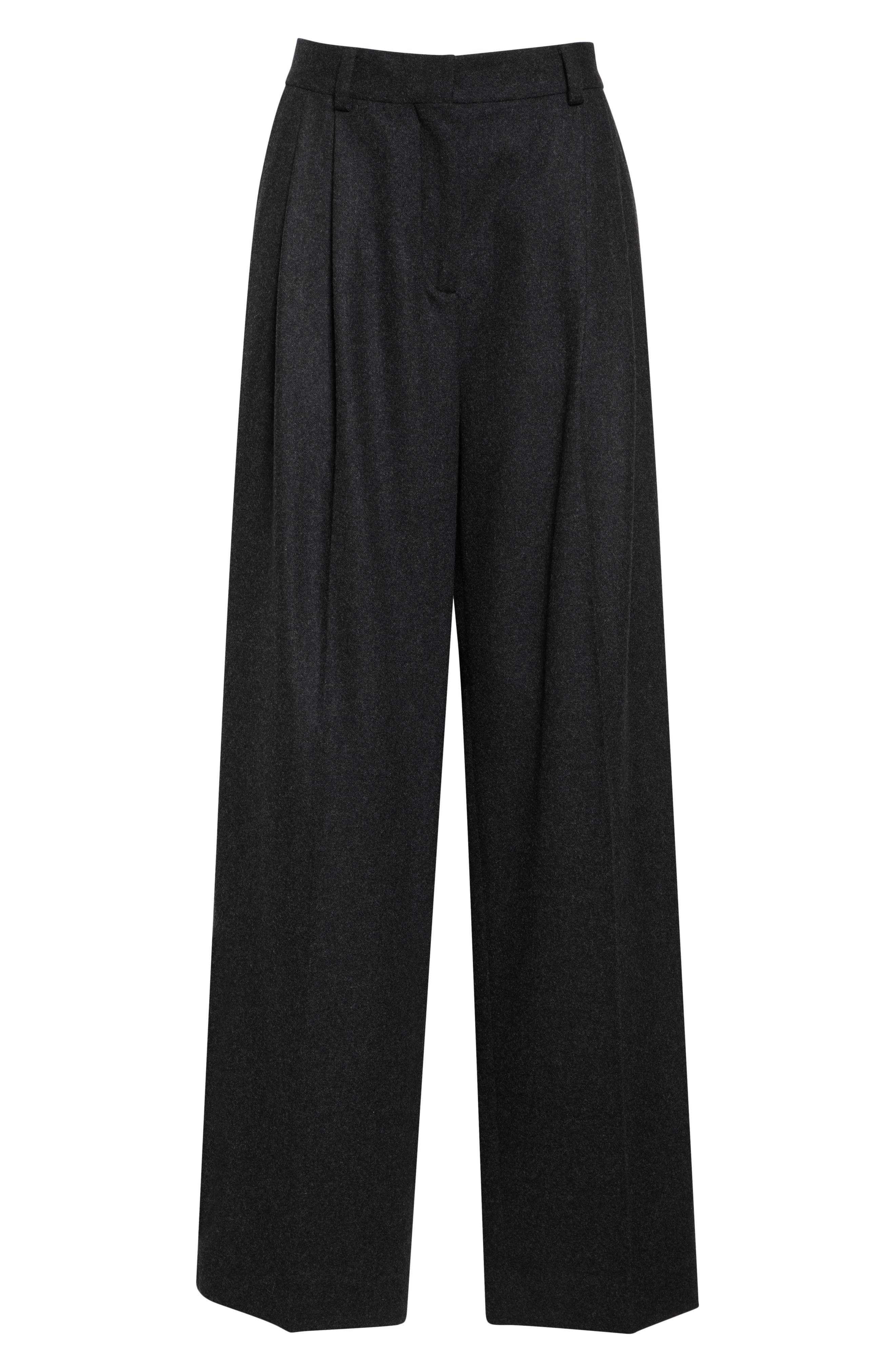 TOTEME Fluid Pleated Trousers in Mid Grey Melange at Nordstrom - 6