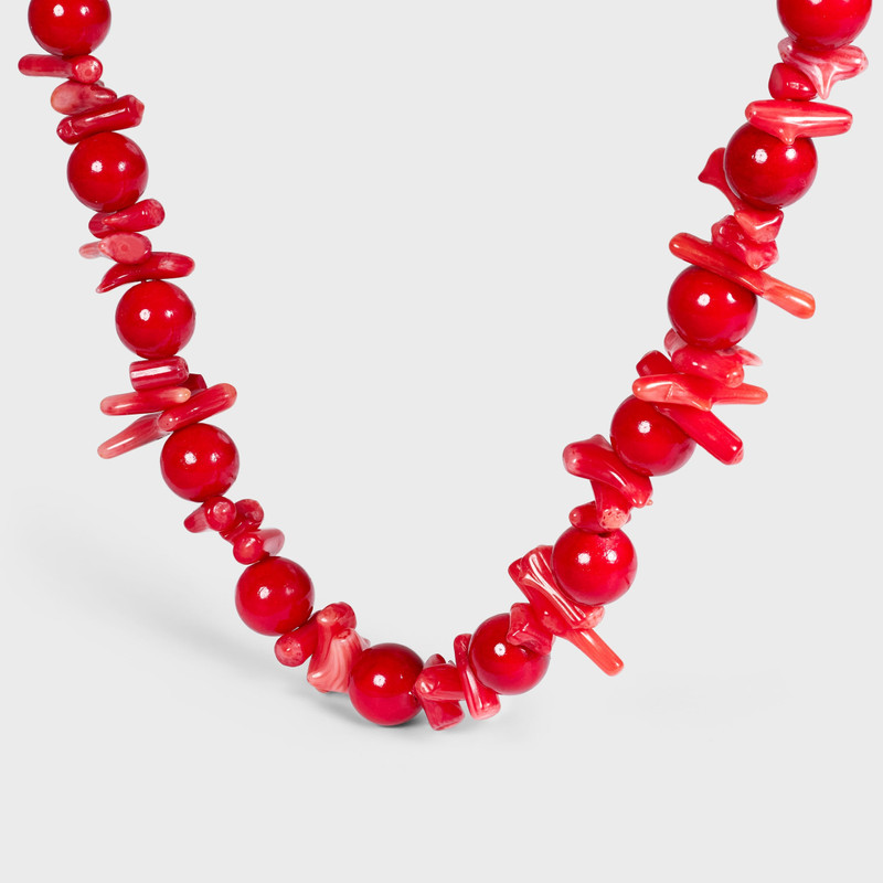 CELINE ÉTÉ CELINE BEADS NECKLACE IN CORAL, CALCITE, VARNISH AND BRASS WITH GOLD FINISH outlook