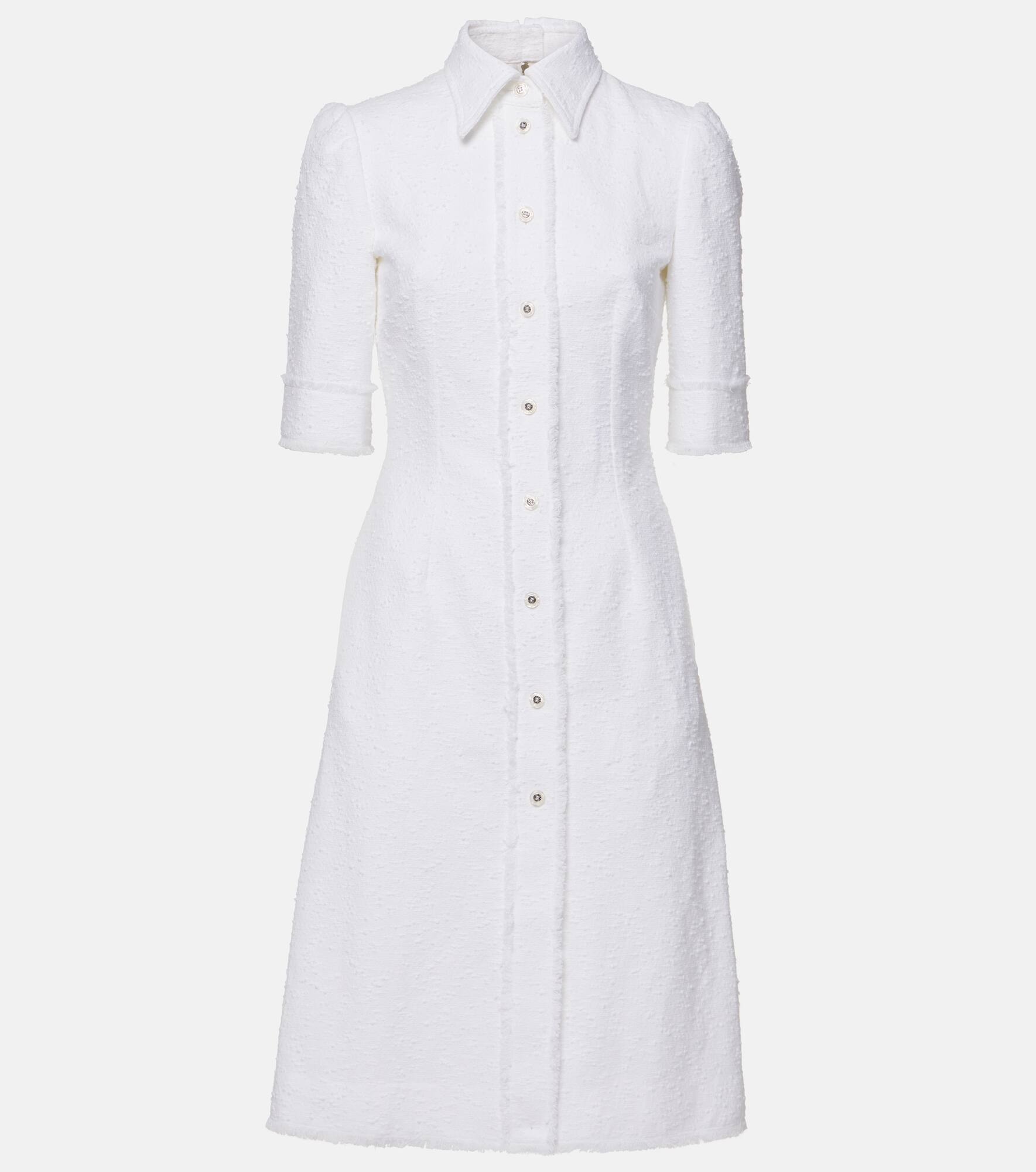 Cotton-blend tweed shirt midi dress - 1